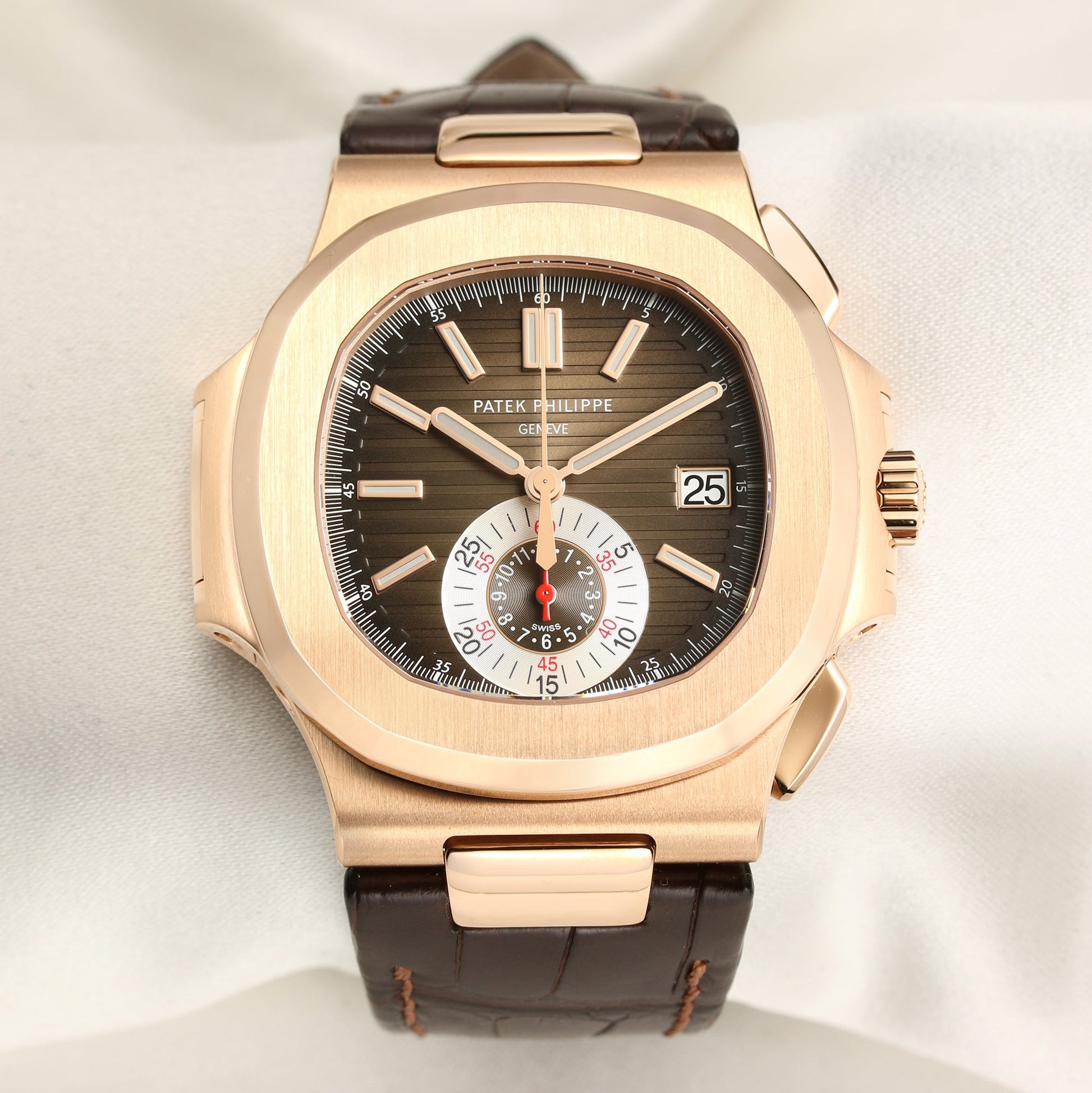 Unworn 2021 | Patek Philippe Nautilus Chronograph 5980R-001 | 18k Rose Gold | Leather Strap