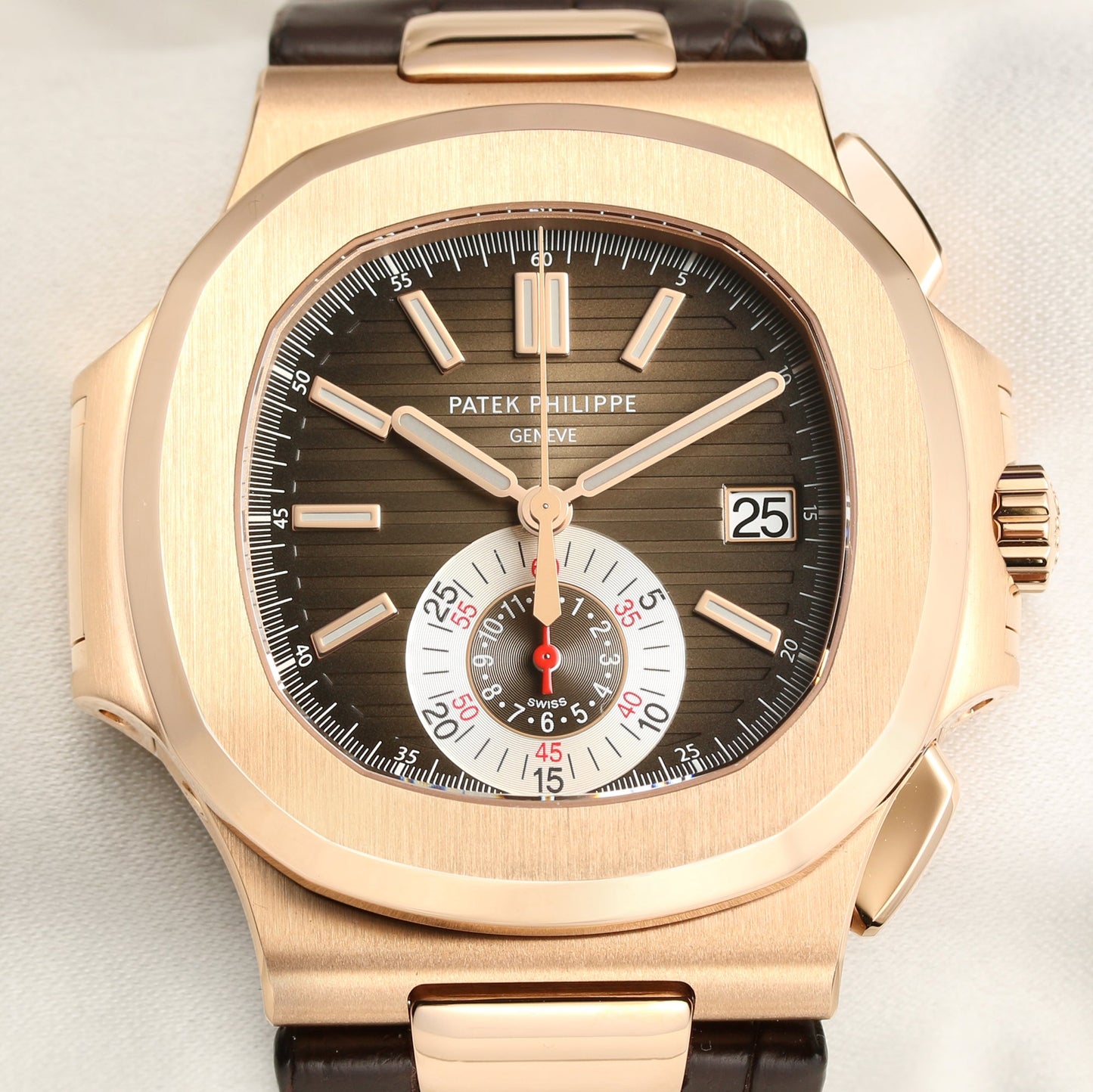 Unworn 2021 | Patek Philippe Nautilus Chronograph 5980R-001 | 18k Rose Gold | Leather Strap