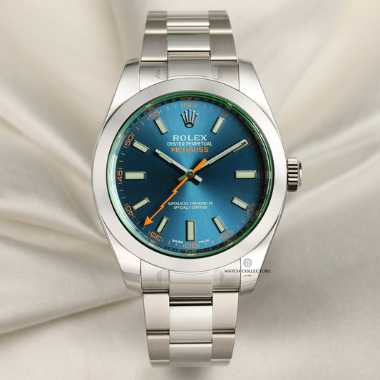 Unworn 2020 Rolex Milgauss 116400GV Stainless Steel Z Blue Dial