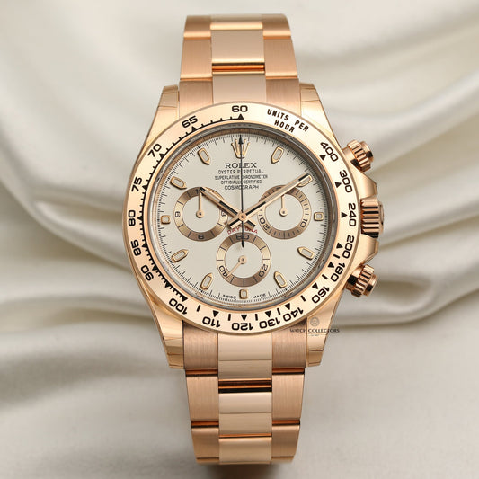 Unworn 2018 Rolex Daytona 116505 18k Rose Gold Cream Dial