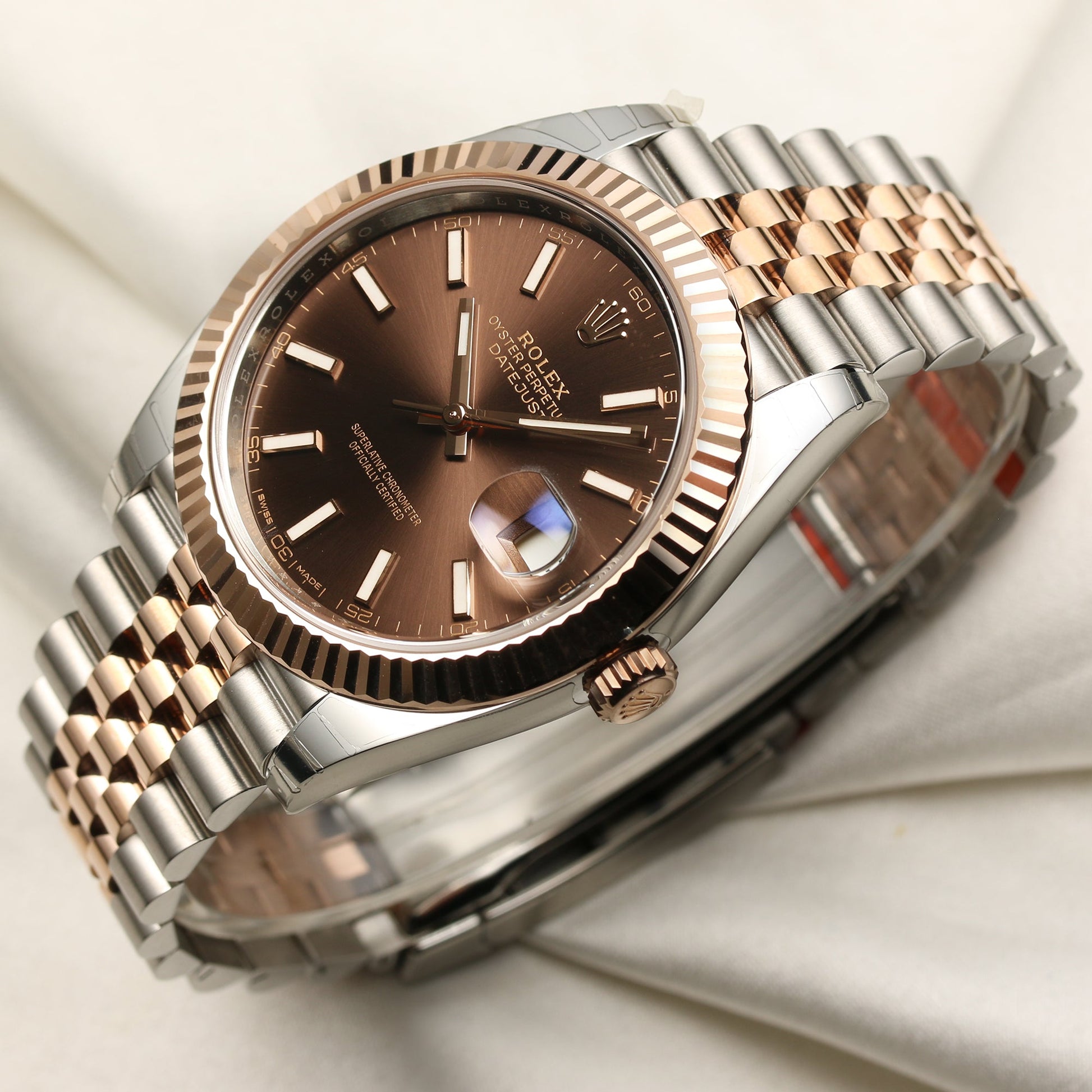 Unworn Rolex DateJust 41 126331 Stainless Steel & 18k Rose Gold Chocolate Dial