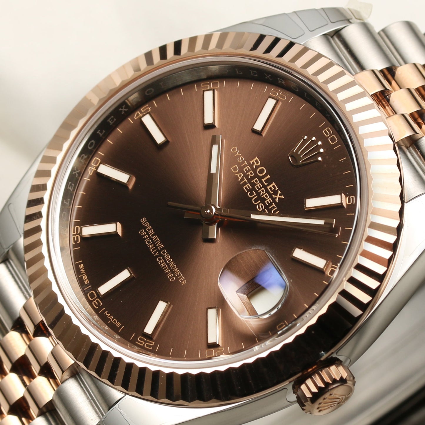 Unworn Rolex DateJust 41 126331 Stainless Steel & 18k Rose Gold Chocolate Dial