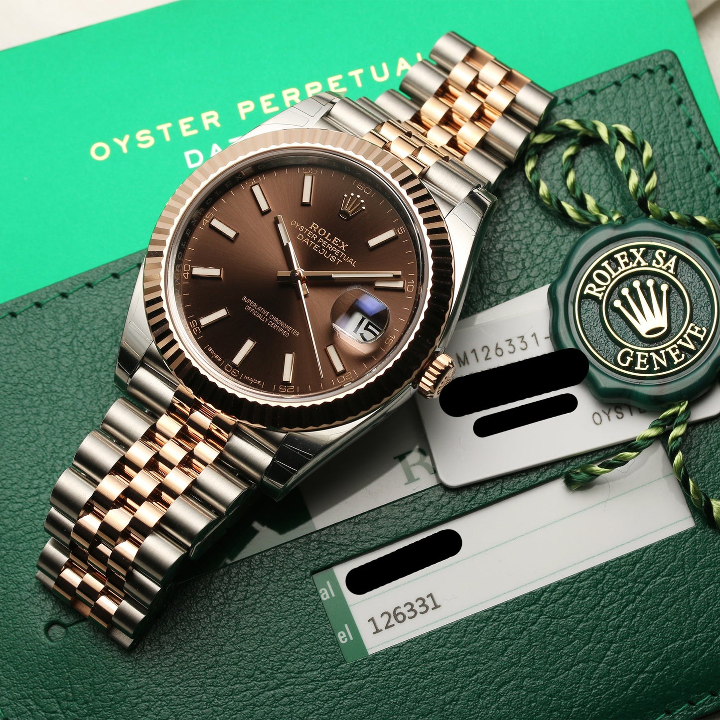 Unworn Rolex DateJust 41 126331 Stainless Steel & 18k Rose Gold Chocolate Dial