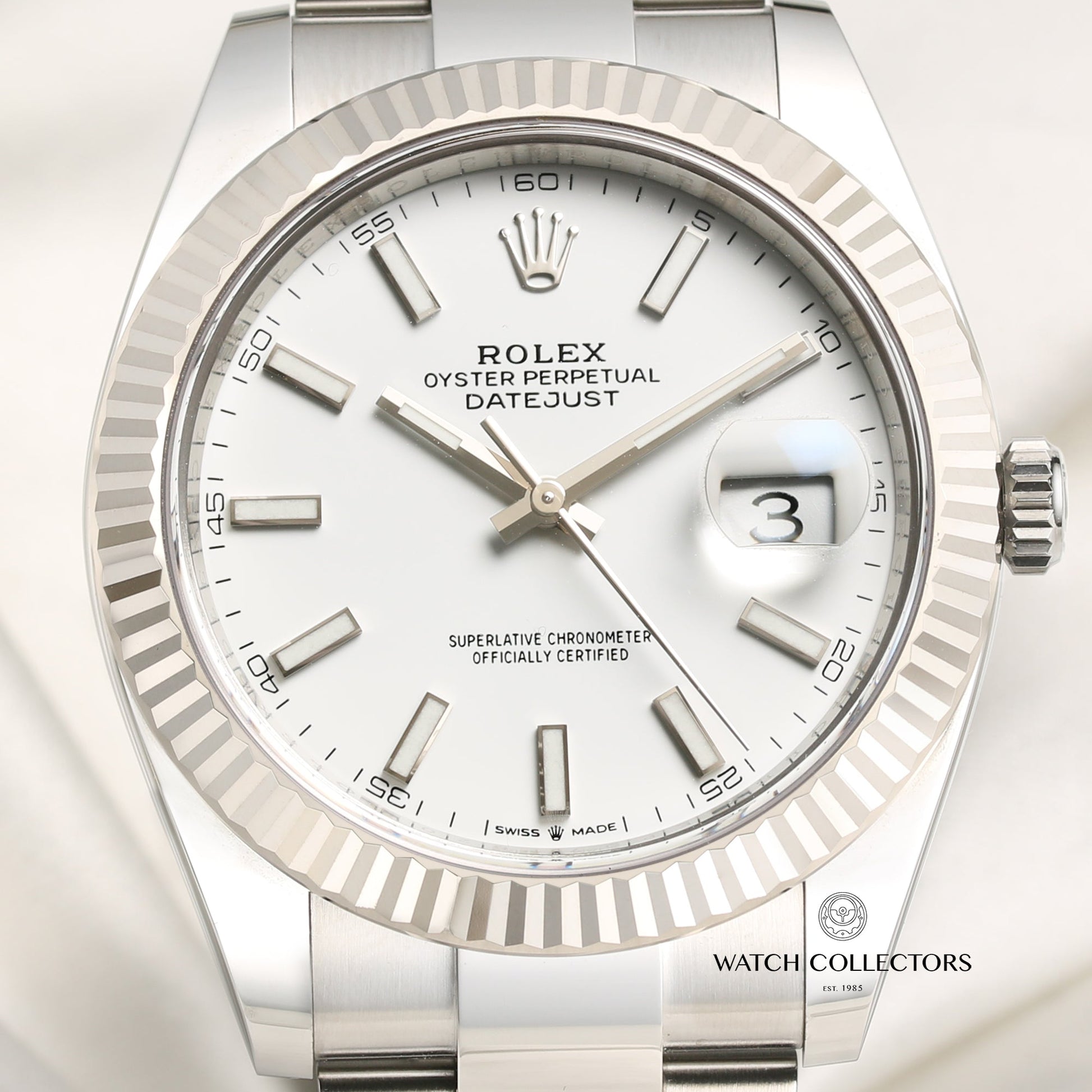 Unworn Full Set 2019 Rolex DateJust 41 126334 Stainless Steel & 18k White Gold Bezel