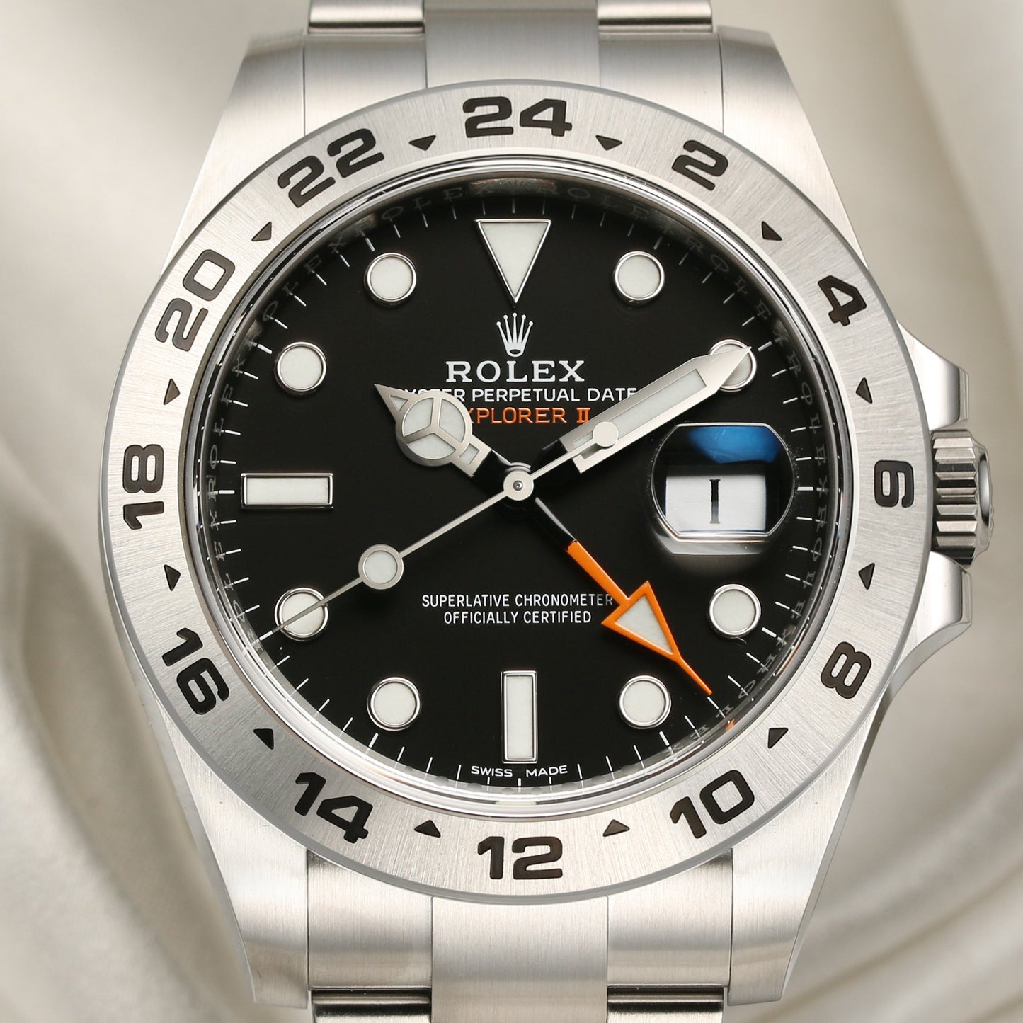 Unworn Rolex Explorer II 216570 Stainless Steel Black Dial