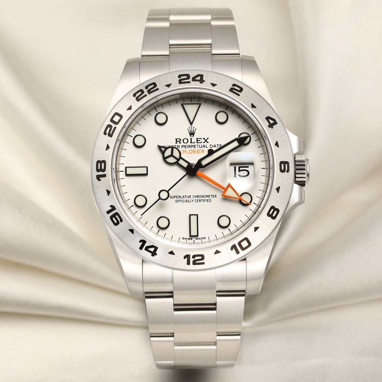 Unworn Rolex Explorer II 216570 Stainless Steel White Dial