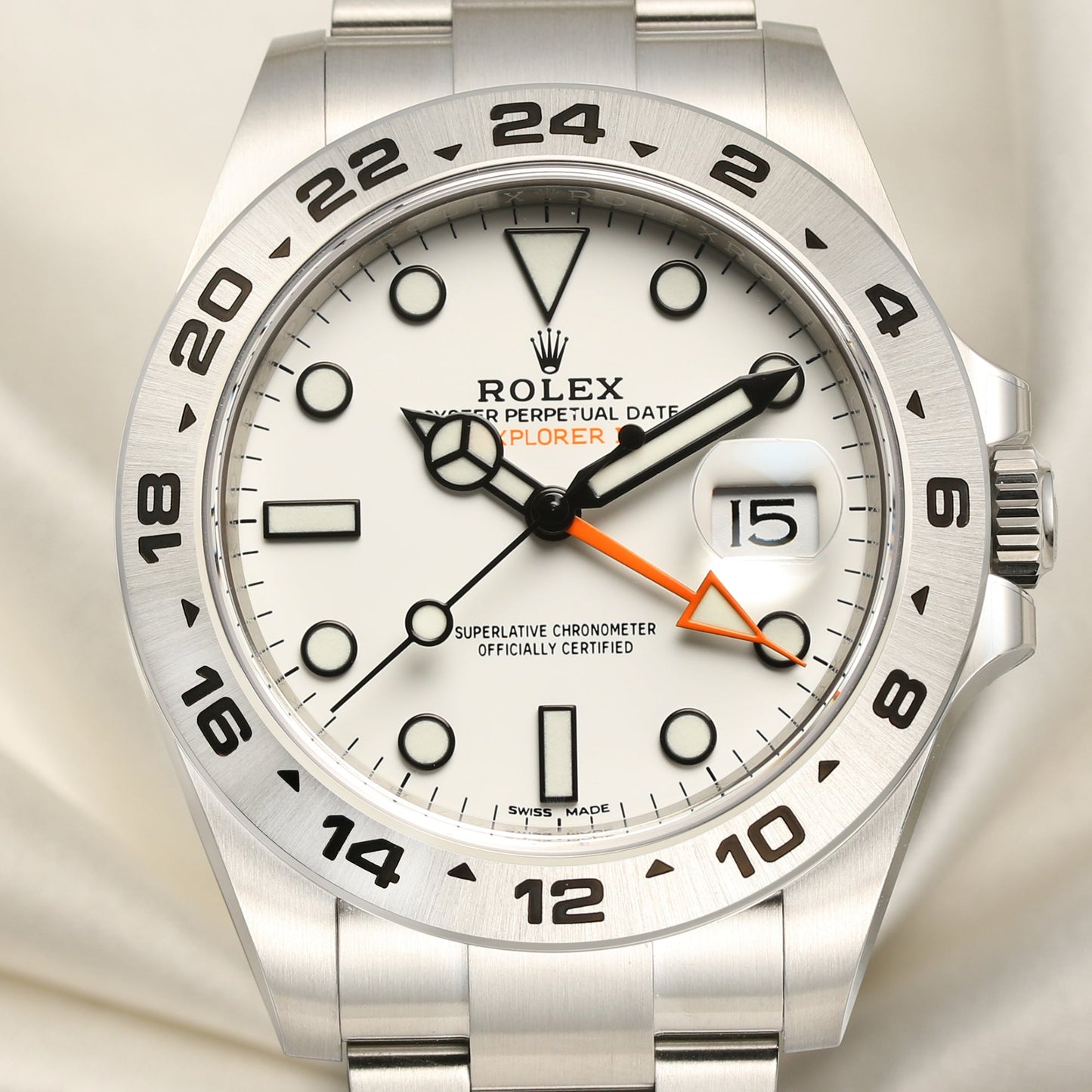 Unworn Rolex Explorer II 216570 Stainless Steel White Dial