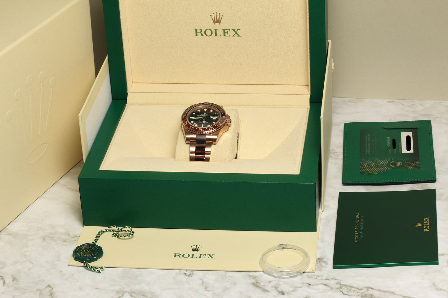 Unworn 2021 Rolex GMT-Master II 126715CHNR 18k Rose Gold