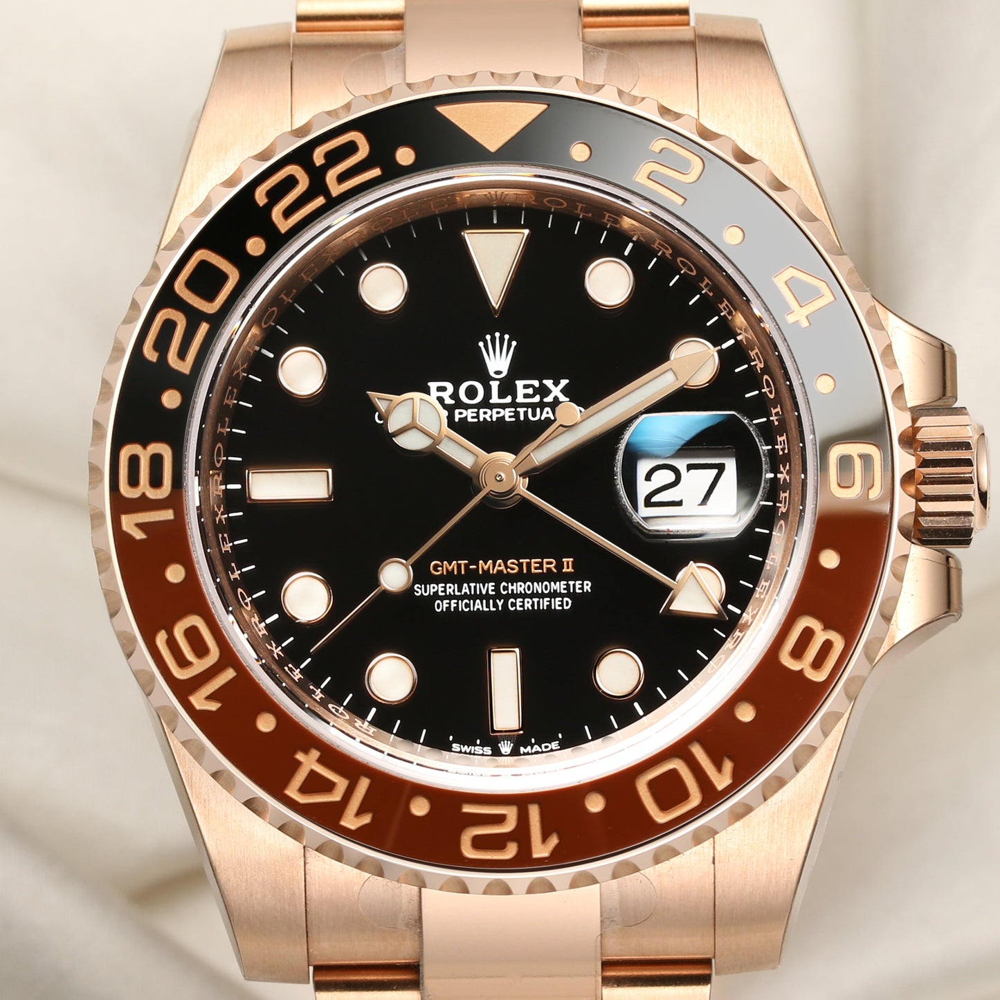 Unworn 2021 Rolex GMT-Master II 126715CHNR 18k Rose Gold