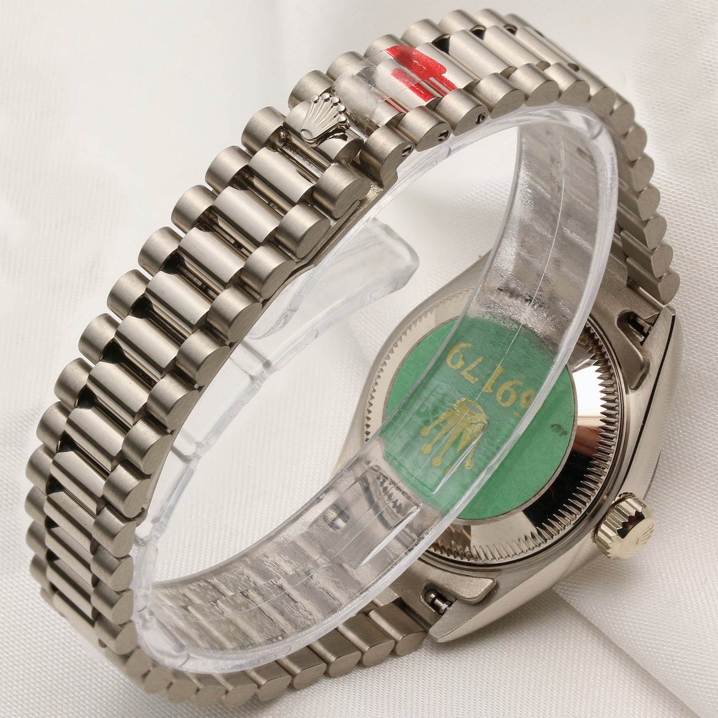 Unworn Factory Rolex Lady DateJust 69179 18K White Gold Silver Diamond Dial