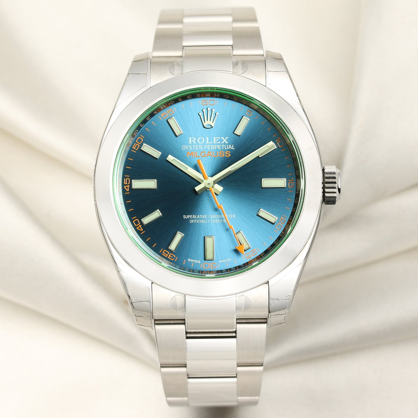 Unworn 2021 Rolex Milgauss 116400GV Stainless Steel Z Blue Dial