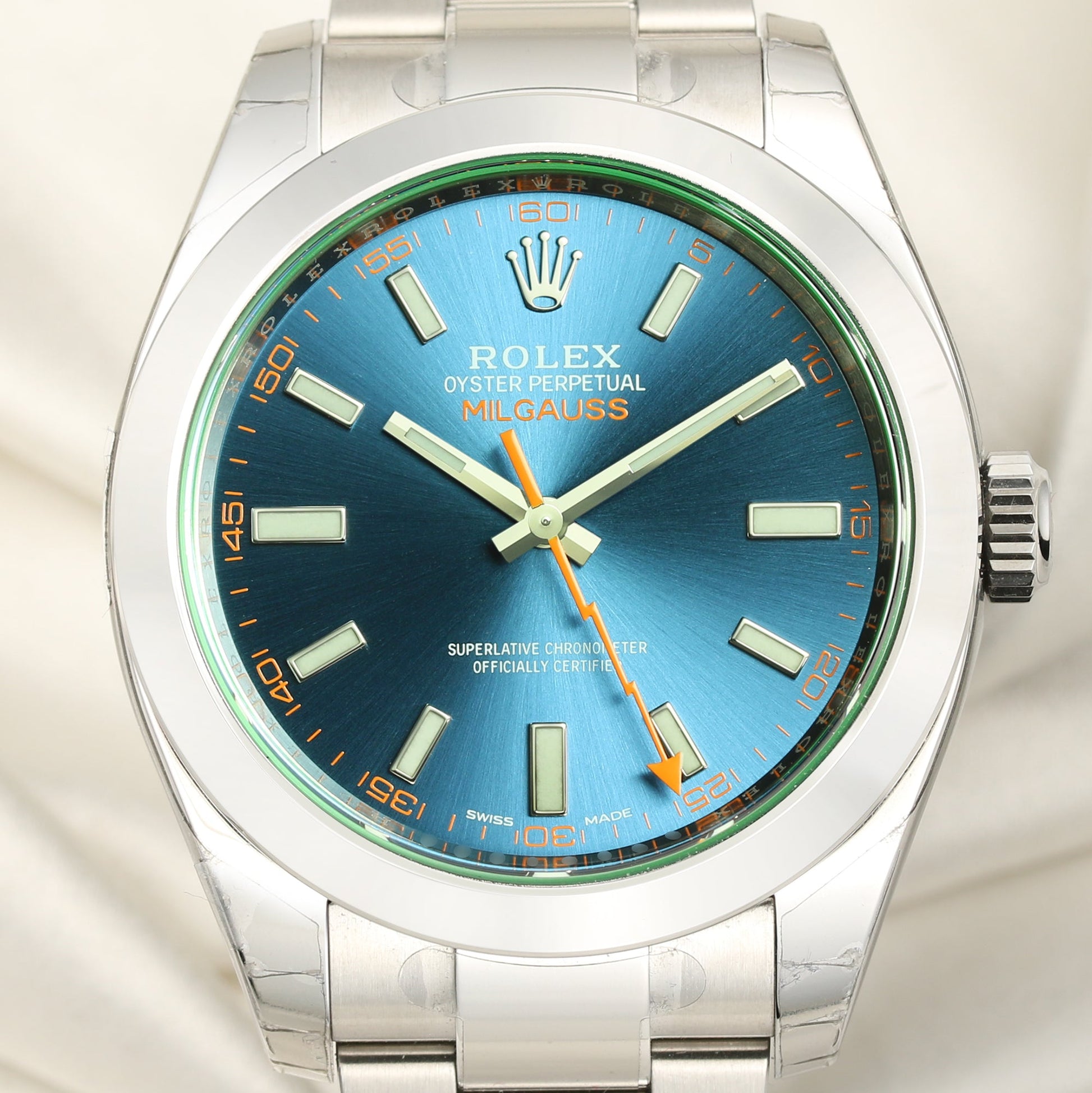 Unworn 2021 Rolex Milgauss 116400GV Stainless Steel Z Blue Dial