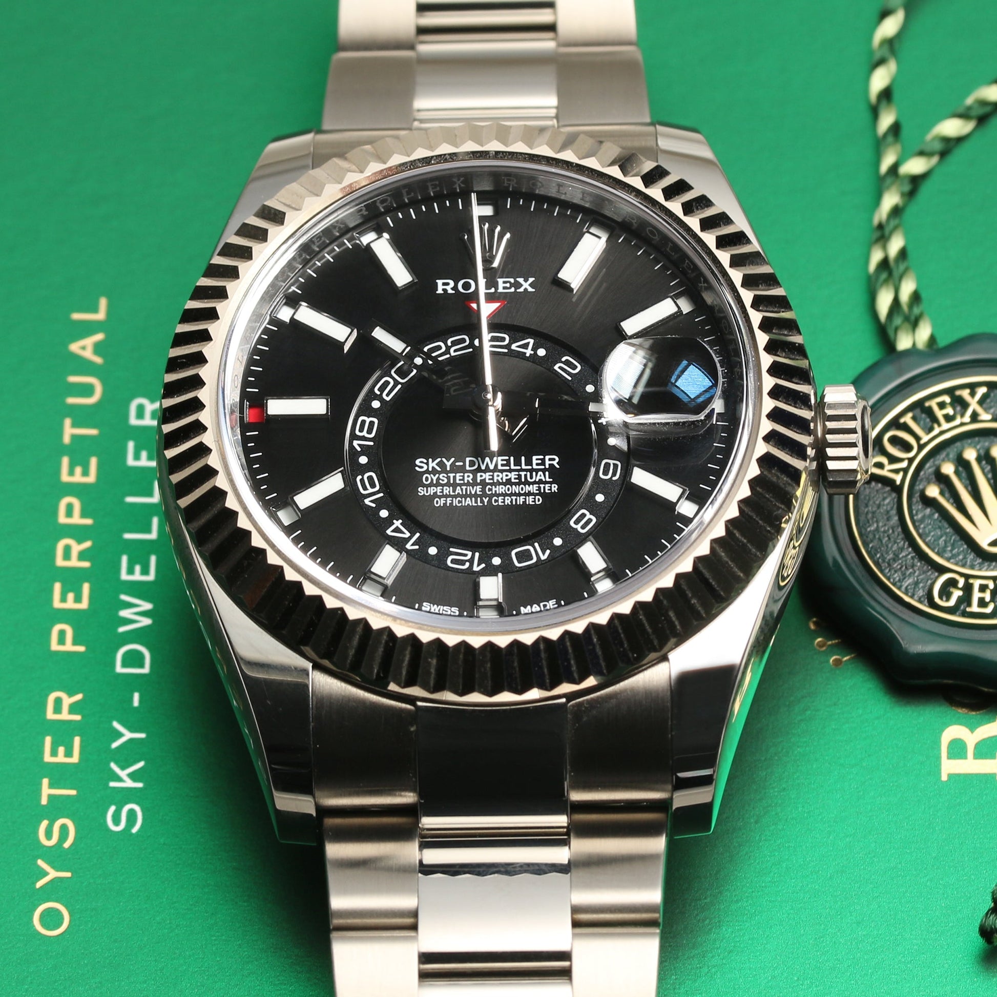 Unworn Rolex Sky-Dweller | REF. 326934 | Black Dial | Box & Papers | 2022 | Stainless Steel & 18k White Gold Bezel