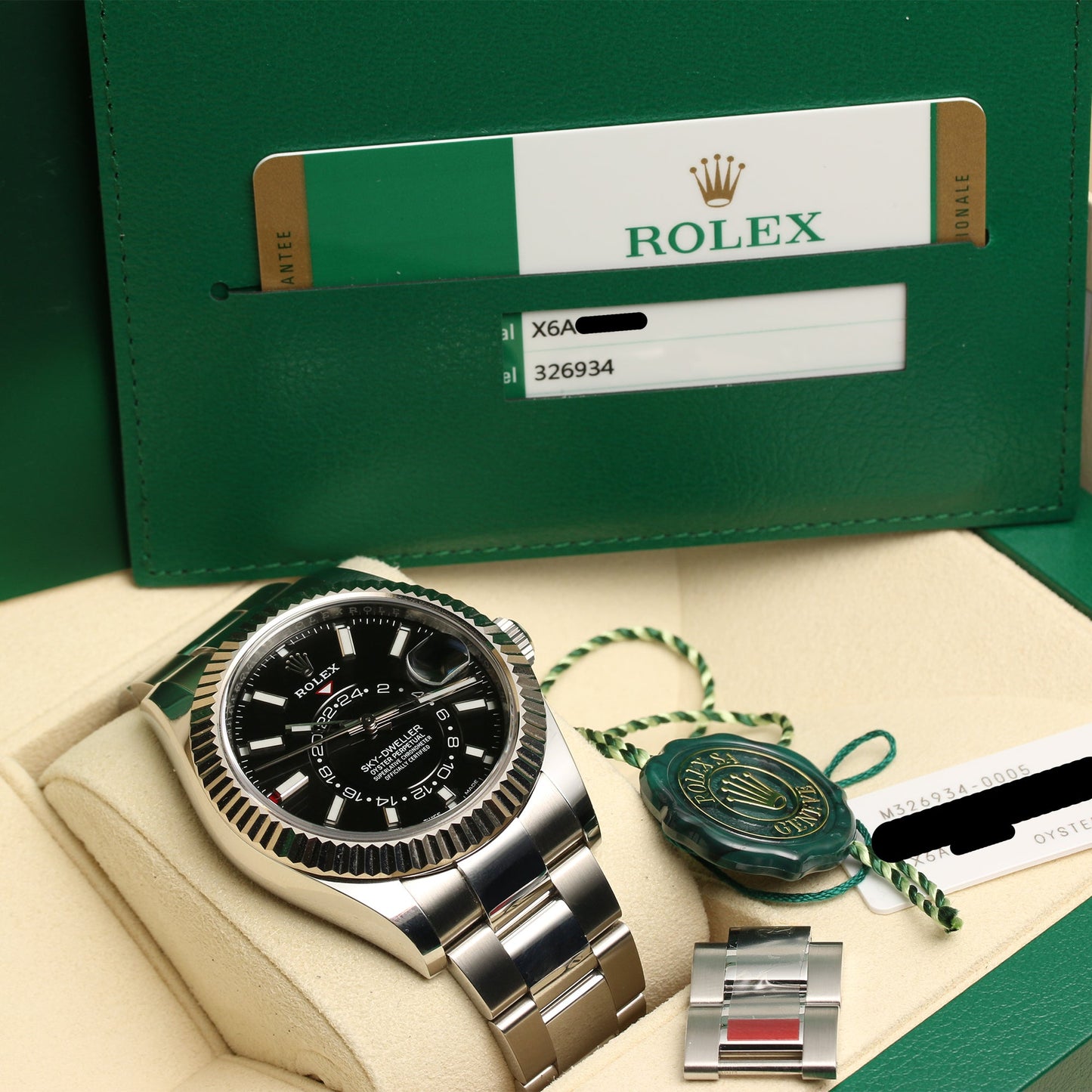 Unworn Rolex Sky-Dweller 326934 Stainless Steel & 18k White Gold Black Dial 2017