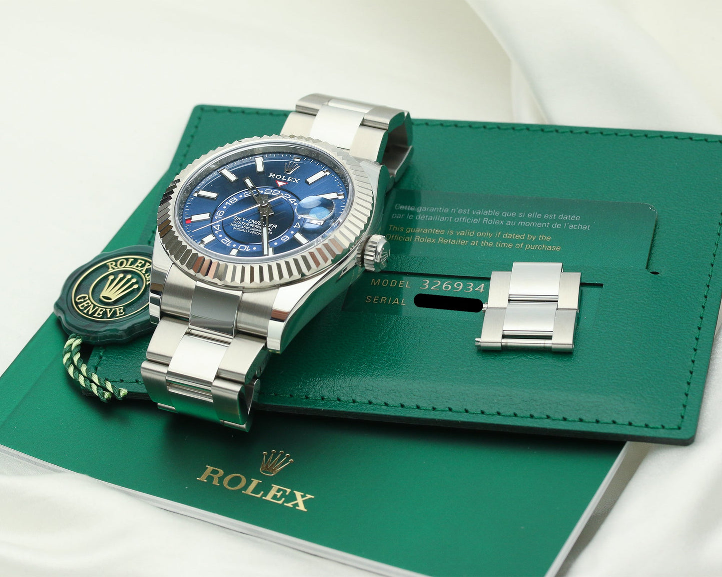 Unworn Rolex Sky-Dweller | REF. 326934 | Blue dial | 2020 | Stainless Steel & 18k White Gold bezel | Box & Papers