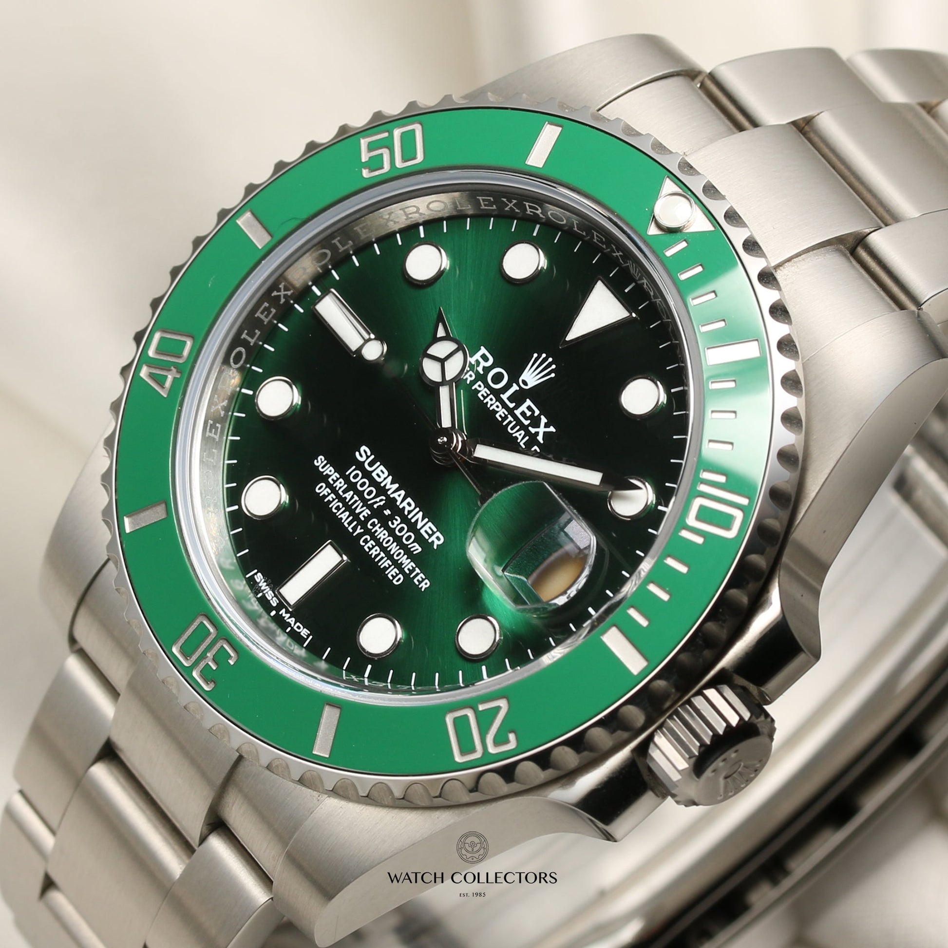 Unworn Rolex Submariner 2019 "Hulk" 116610LV Stainless Steel