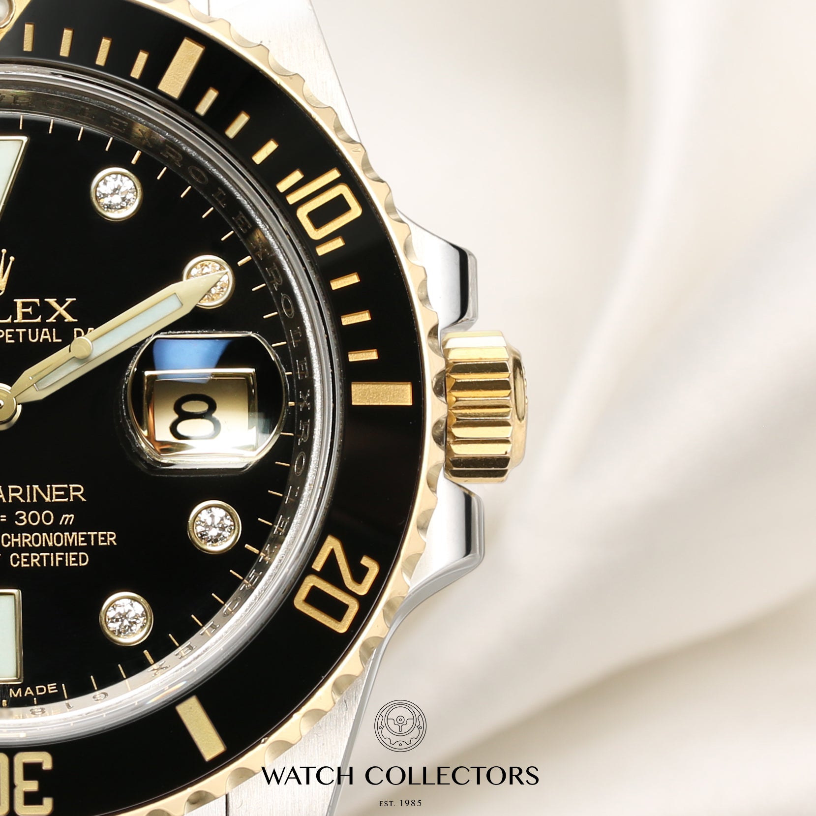 Rolex Submariner Rare Discontinued Factory Diamond Dial 116613LN Stainless Steel & 18k Yellow Gold