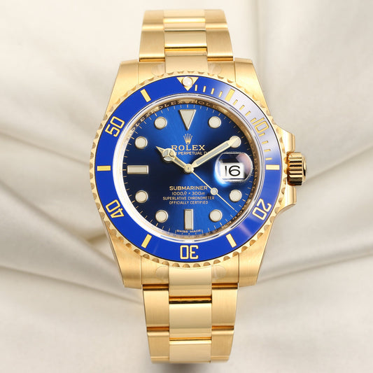 Unworn Rolex Submariner 116618LB 18K Yellow Gold Blue dial