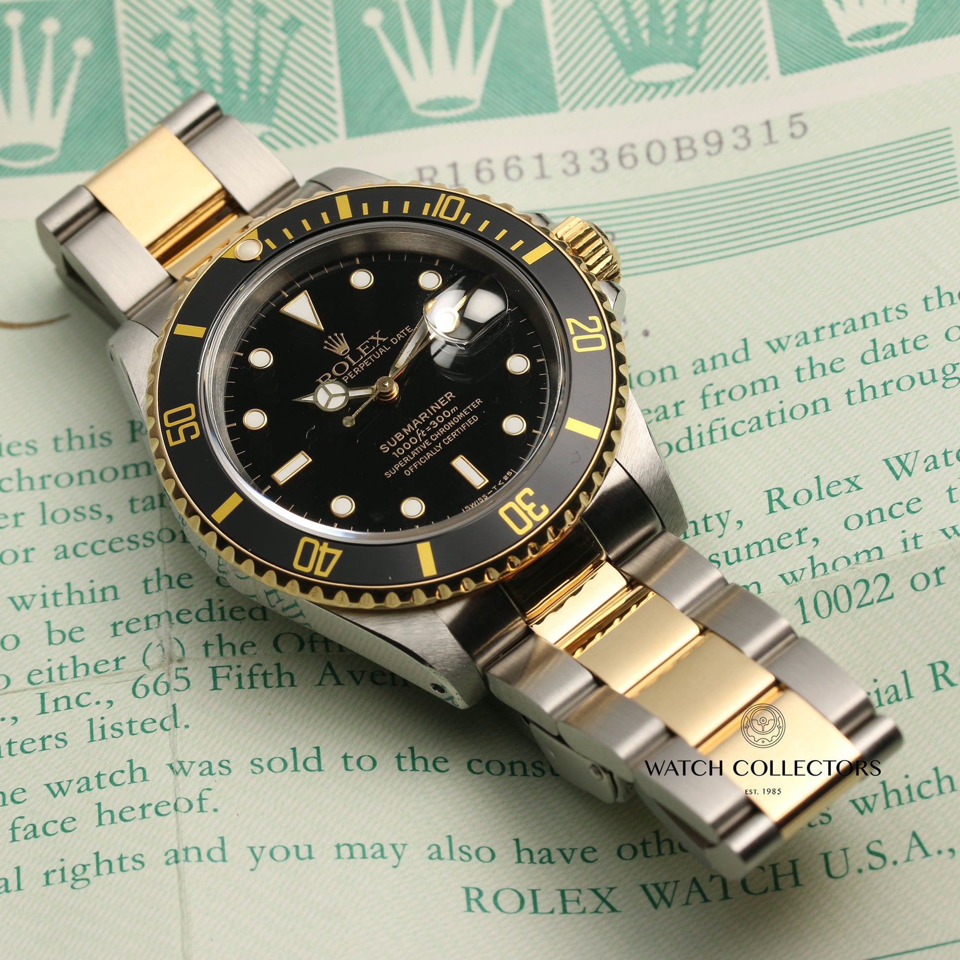 Rolex Submariner 16613 Stainless Steel & 18k Yellow Gold Black Dial