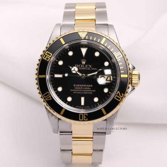 Rolex Submariner Date 16613 Stainless Steel & 18K Yellow Gold Black