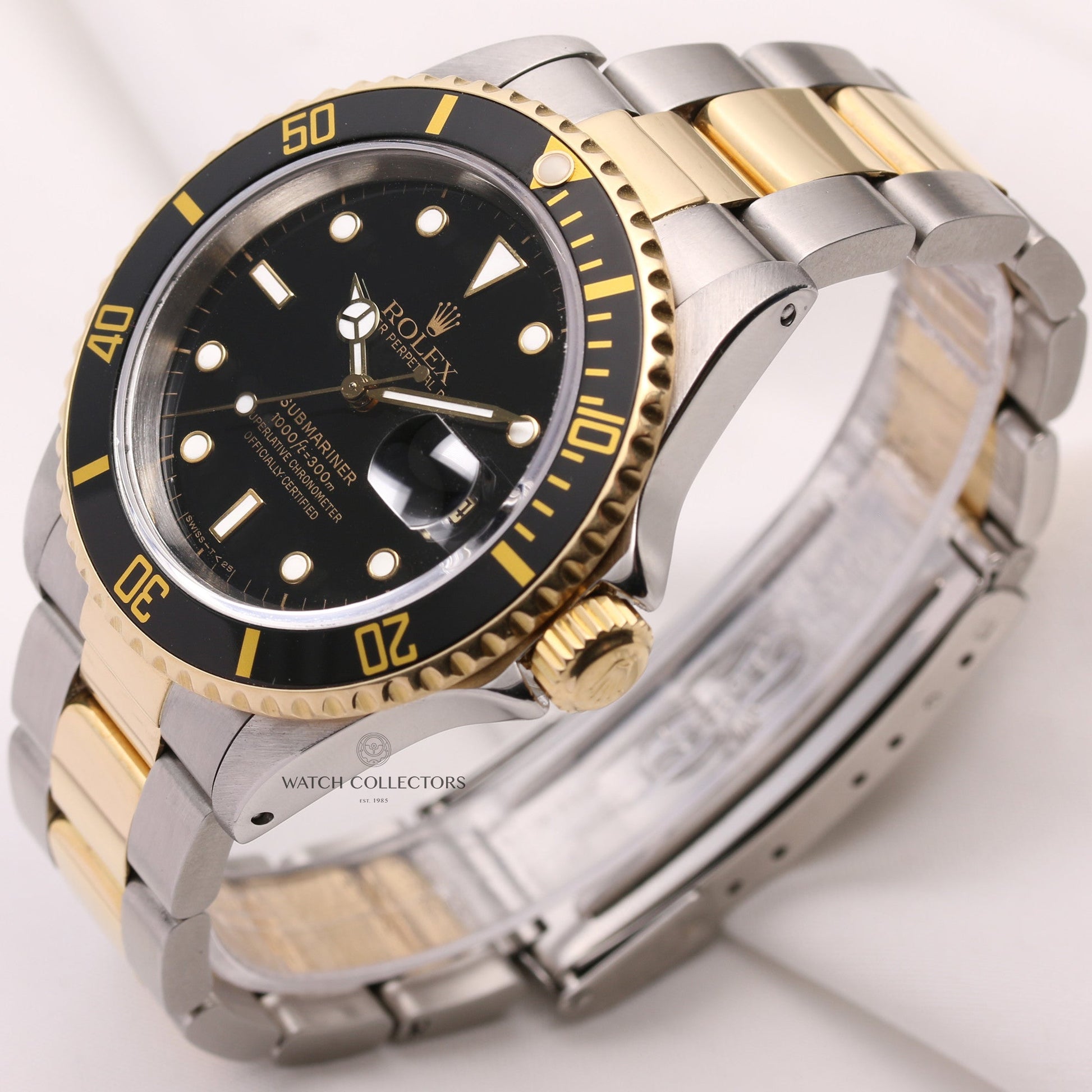 Rolex Submariner Date 16613 Stainless Steel & 18K Yellow Gold Black