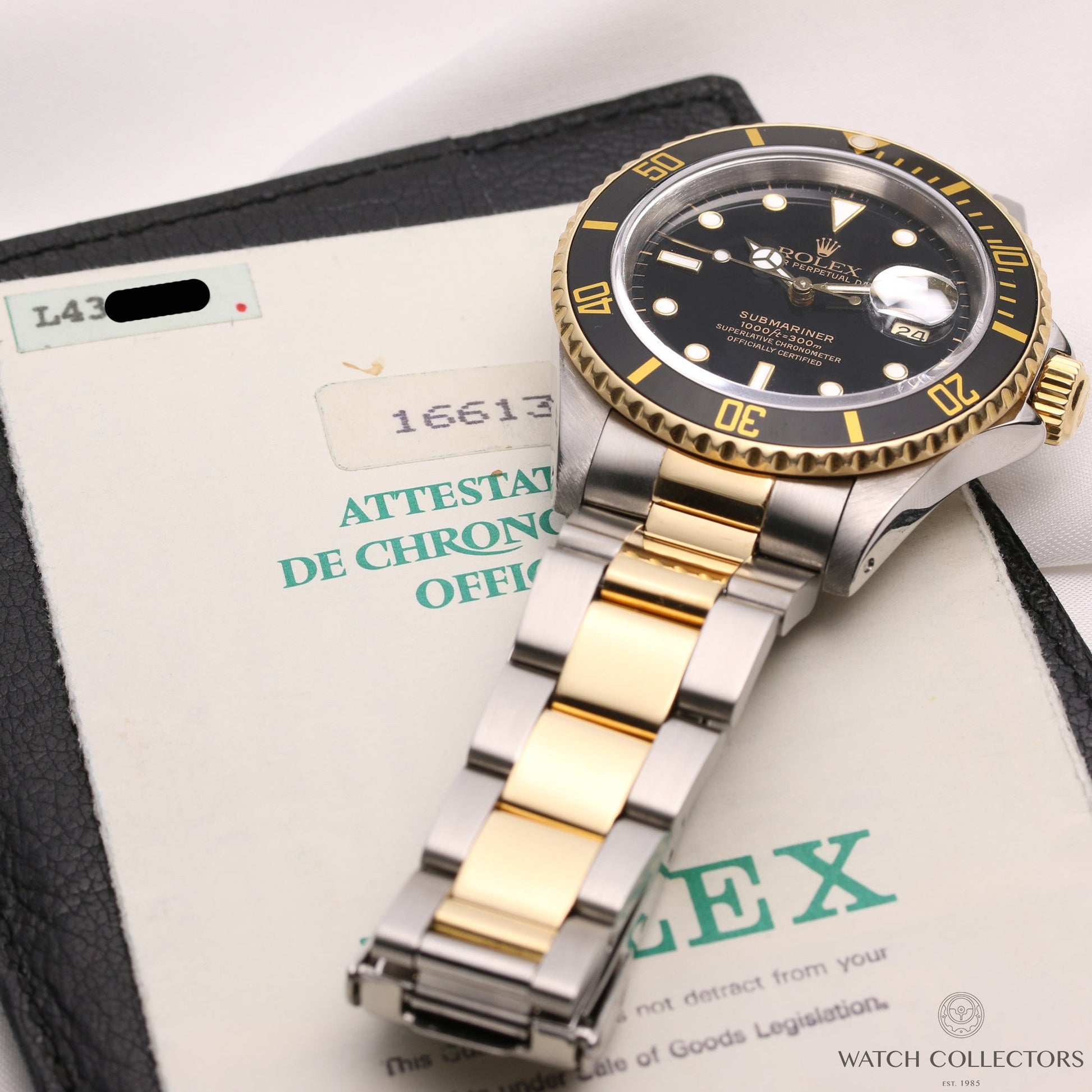 Rolex Submariner Date 16613 Stainless Steel & 18K Yellow Gold Black