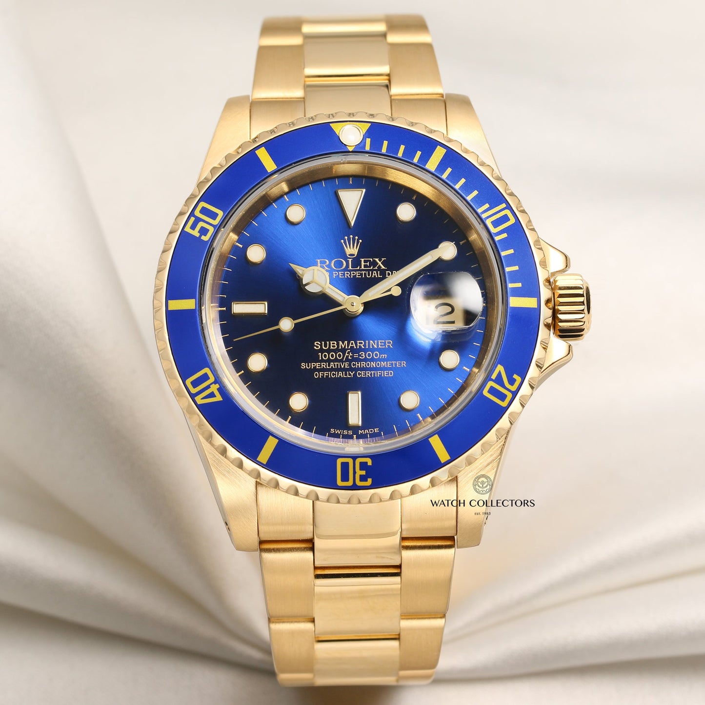 Rolex Submariner 16618 Blue Dial 18k Yellow Gold