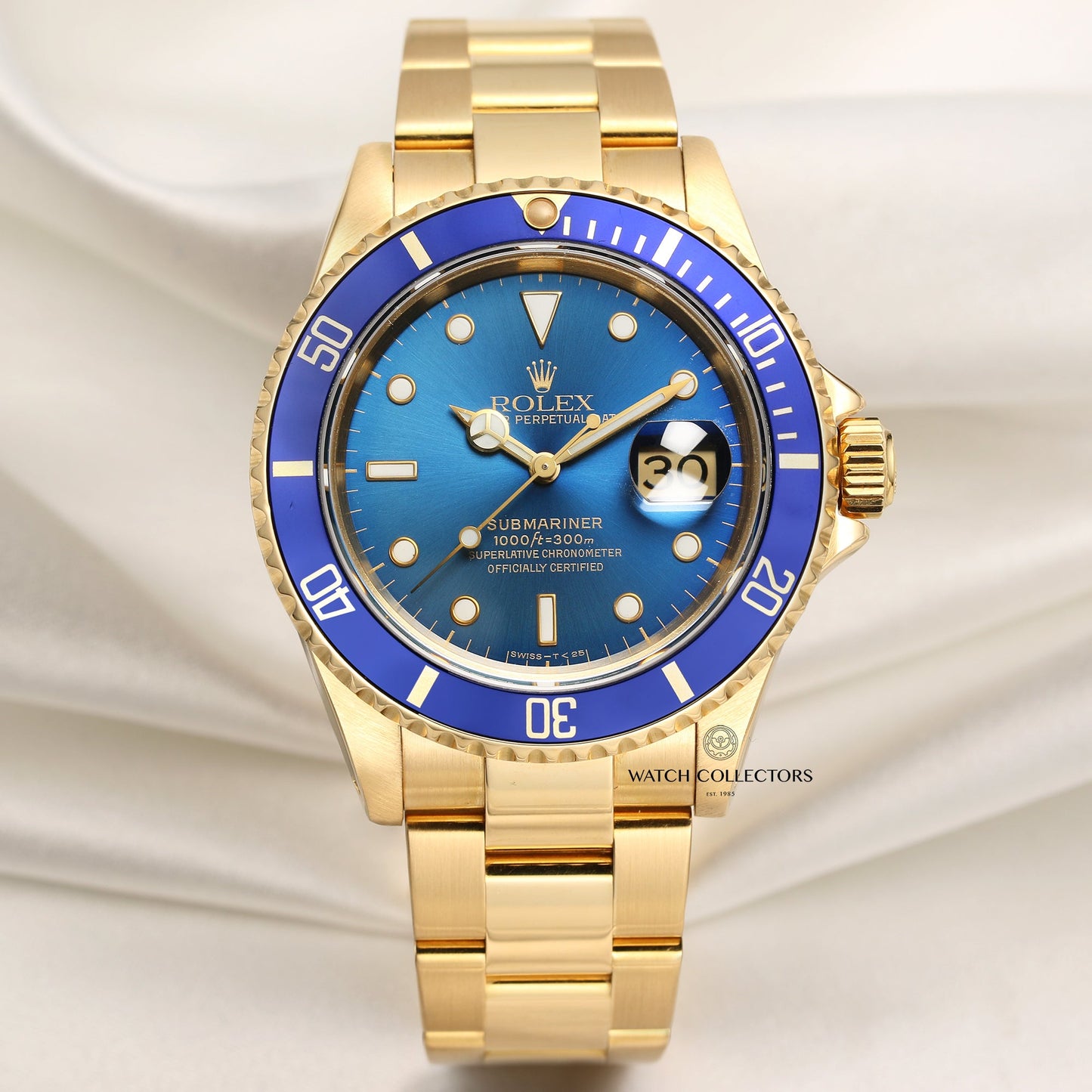 (Rare Naturally Faded) Rolex Submariner 16618 18k Yellow Gold Sunburst Dial