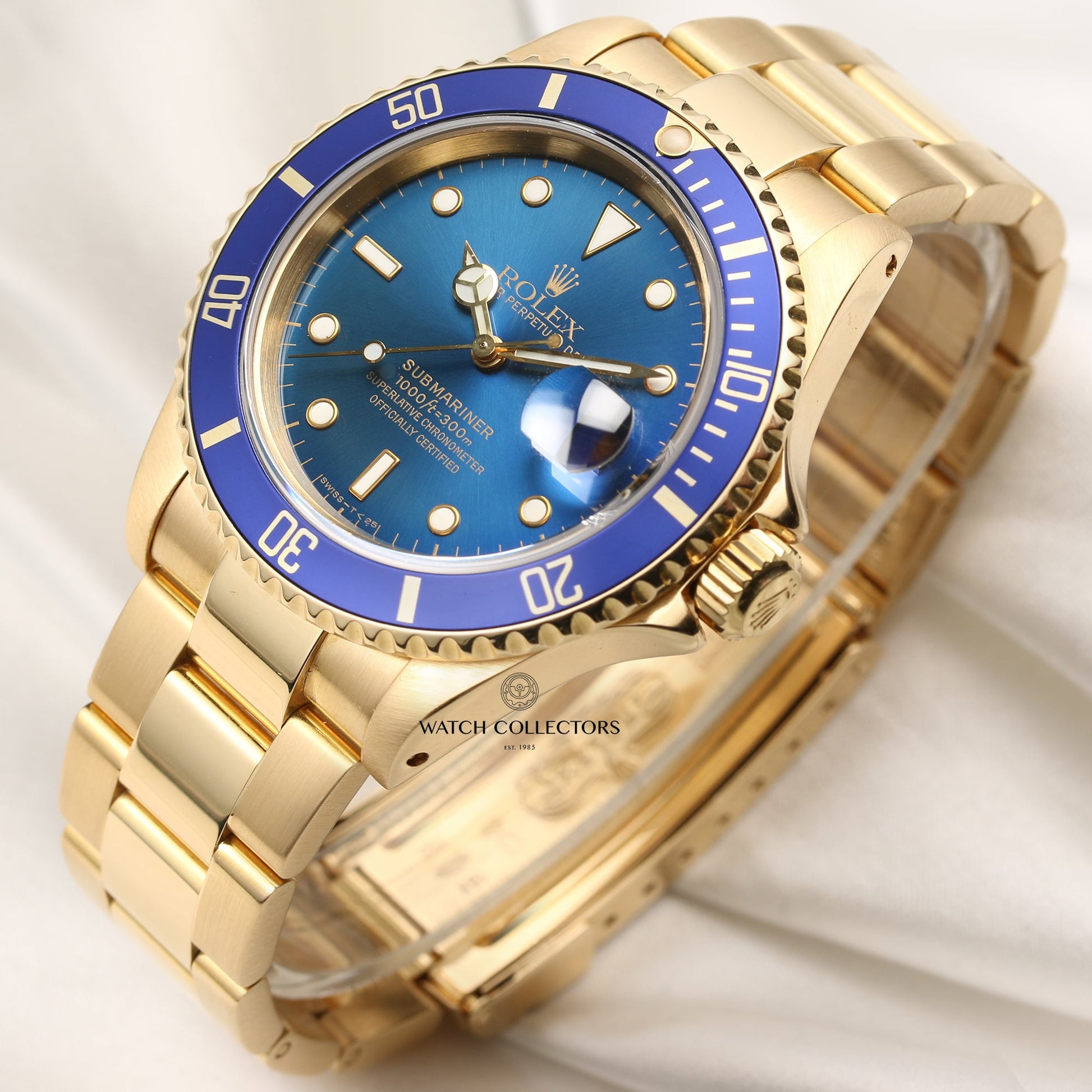 (Rare Naturally Faded) Rolex Submariner 16618 18k Yellow Gold Sunburst Dial