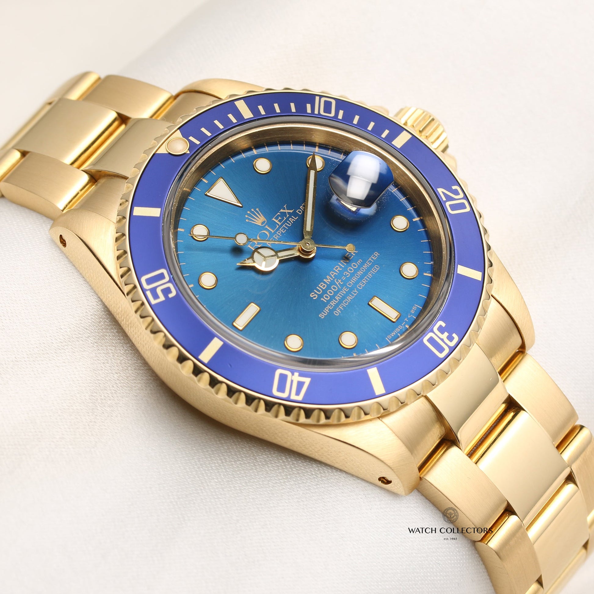 (Rare Naturally Faded) Rolex Submariner 16618 18k Yellow Gold Sunburst Dial