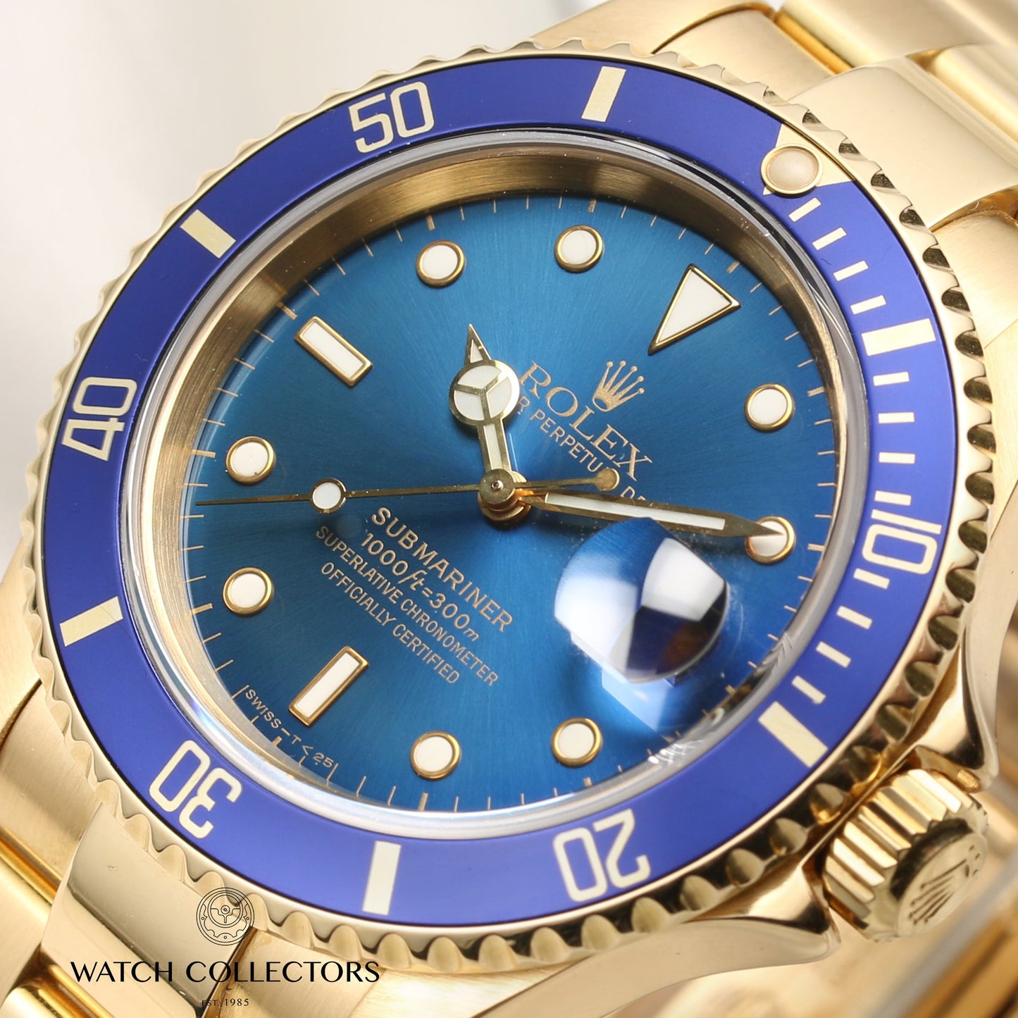 (Rare Naturally Faded) Rolex Submariner 16618 18k Yellow Gold Sunburst Dial