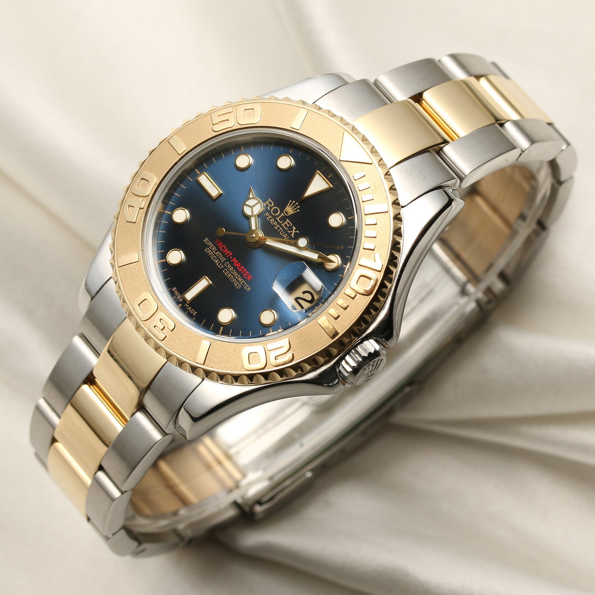 Rolex Yacht-Master Midsize 168623 Stainless Steel & 18k Yellow Gold Blue Dial 35mm