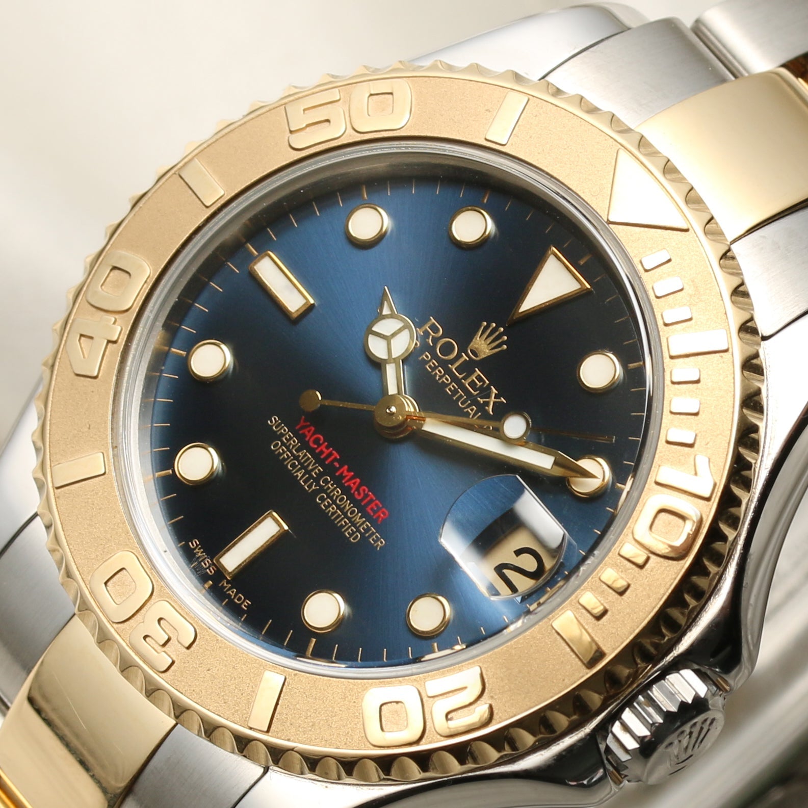 Rolex Yacht-Master Midsize 168623 Stainless Steel & 18k Yellow Gold Blue Dial 35mm