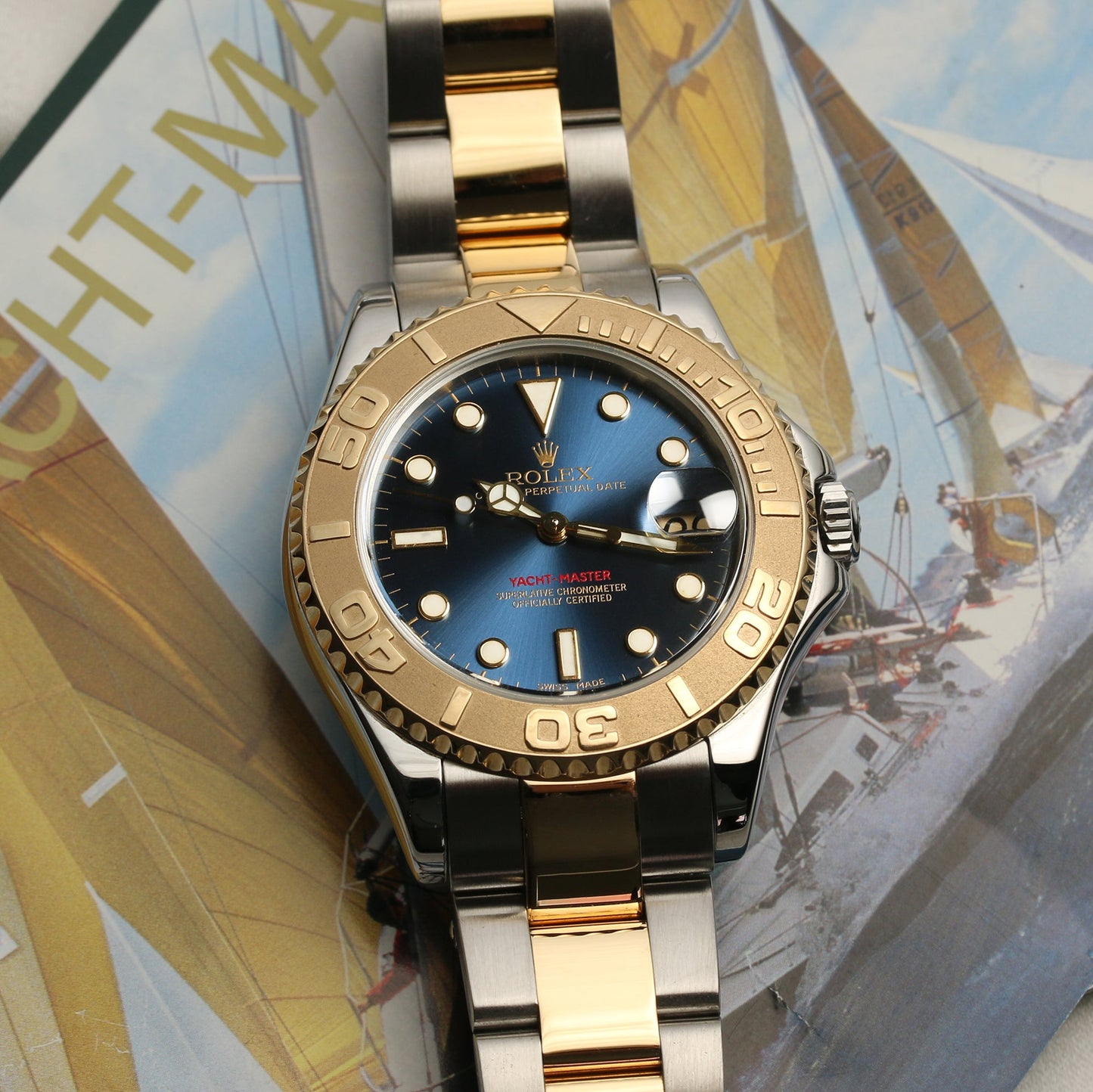 Rolex Yacht-Master Midsize 168623 Stainless Steel & 18k Yellow Gold Blue Dial 35mm