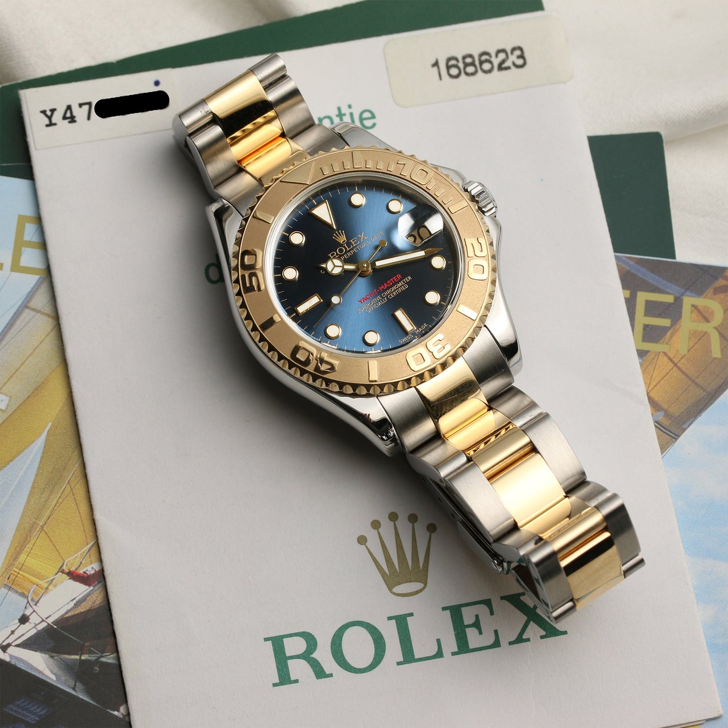 Rolex Yacht-Master Midsize 168623 Stainless Steel & 18k Yellow Gold Blue Dial 35mm