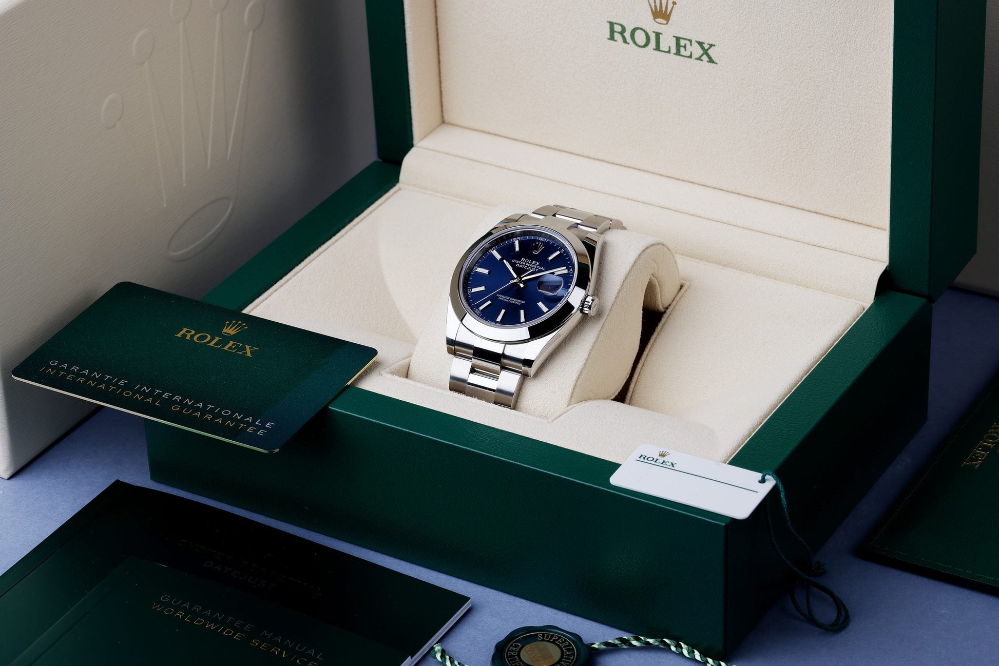 Unworn Rolex DateJust 41 | REF. 126300 | Blue Dial | Stainless Steel | Box & Papers | 2021