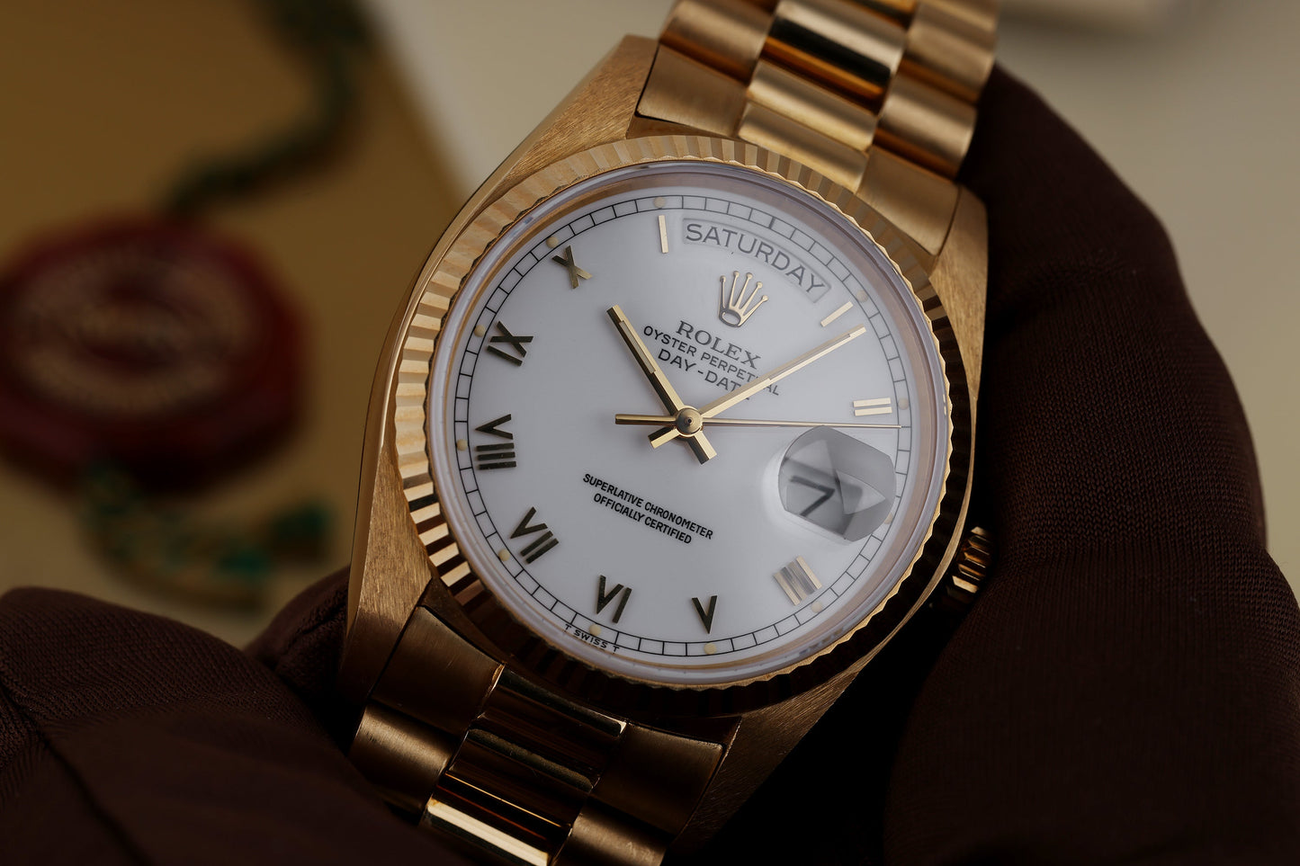 Unpolished Rolex Day-Date | REF. 18038 | White Porcelain Dial | 18k Yellow Gold | 1978