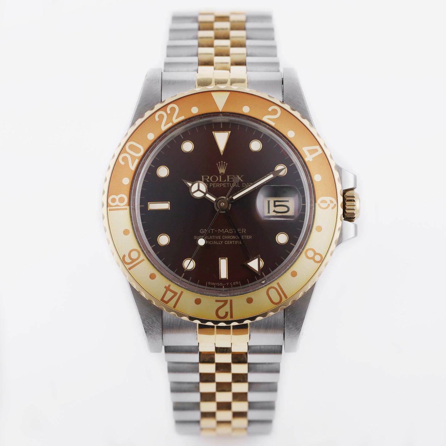 Unpolished Rolex GMT-Master 'Rootbeer' | REF. 16753 | SWISS - T <25 Dial | Bronze Brown Dial | 1986/1987 | Stainless Steel & 18k Yellow Gold