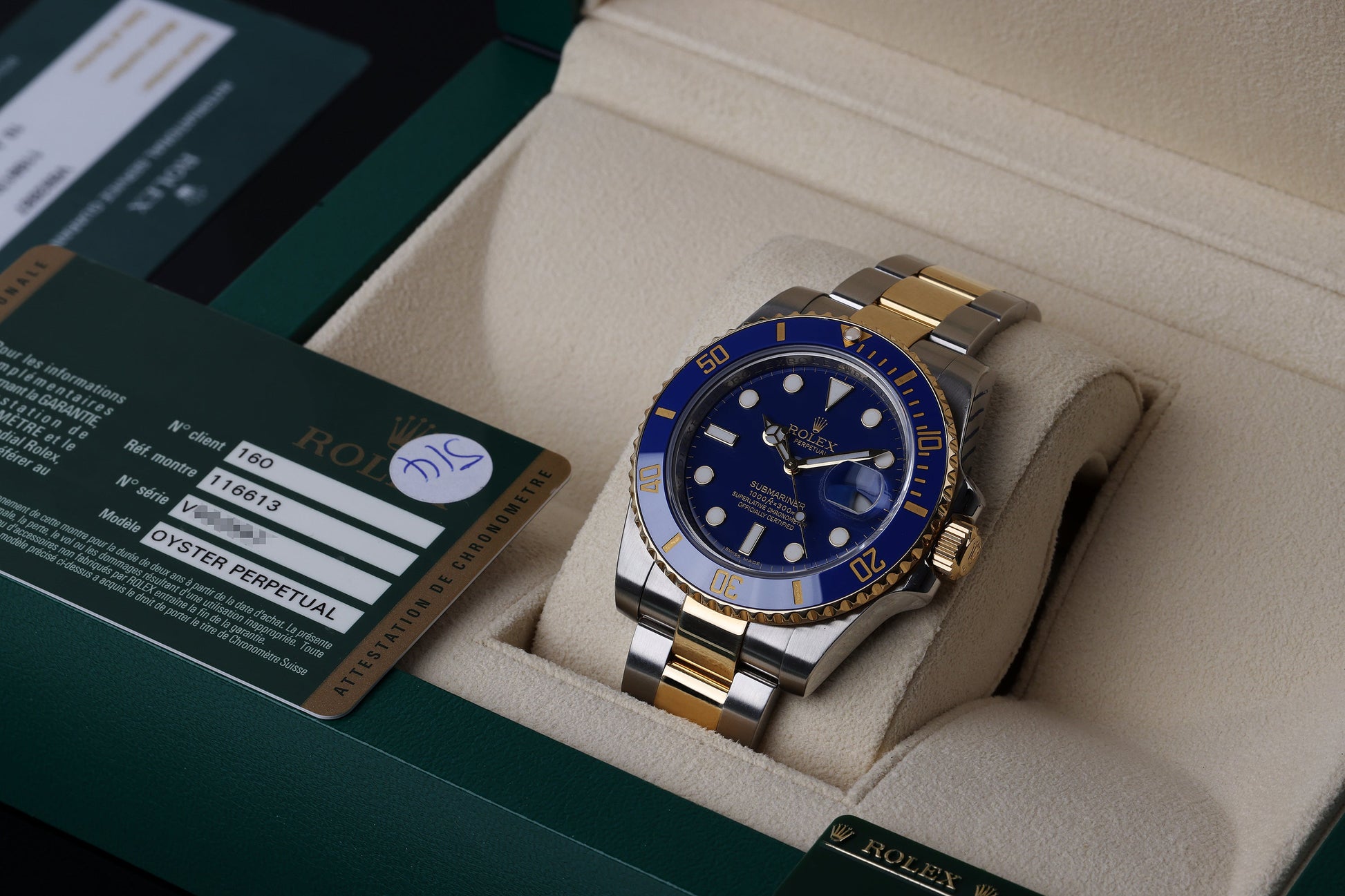 Rolex Submariner | REF. 116613LB | Box & Papers | 2010 | Stainless Steel & 18k Yellow Gold | Rolex Service Papers 2019