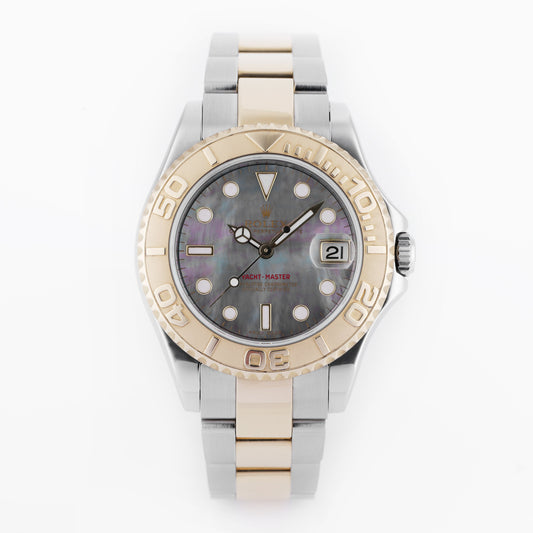 Rolex Yacht-Master Midsize 35mm | REF. 168623 | Black Mother of Pearl Dial | Stainless Steel & 18k Yellow Gold