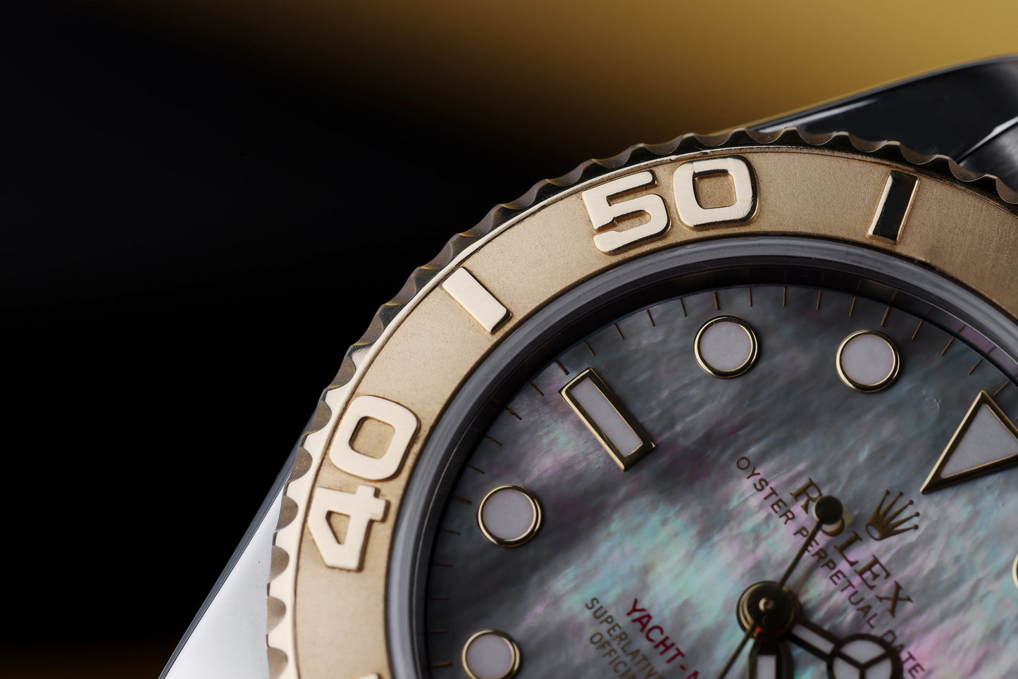 Rolex Yacht-Master Midsize 35mm | REF. 168623 | Black Mother of Pearl Dial | Stainless Steel & 18k Yellow Gold