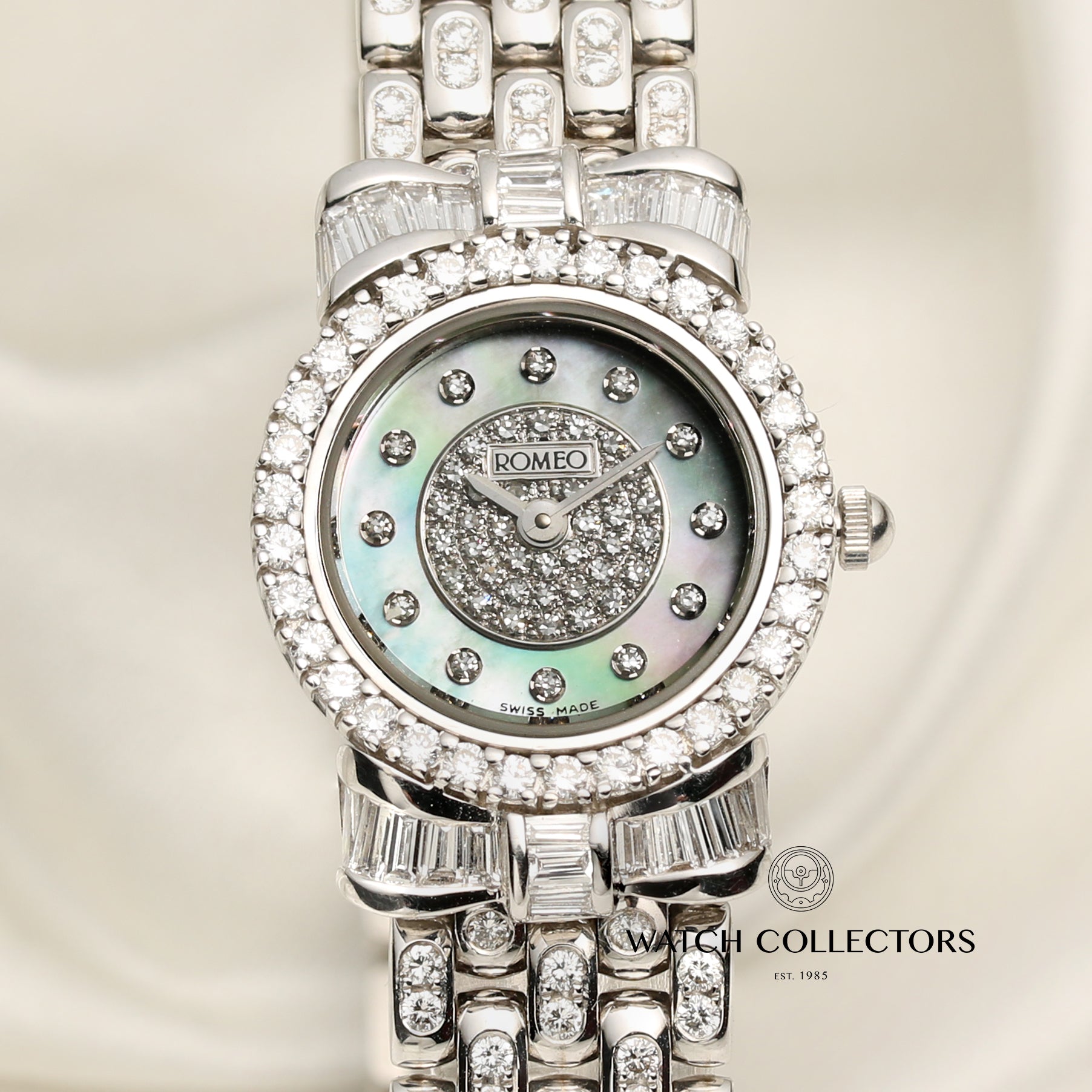 Romeo Ladies Wristwatch 18k White Gold Diamonds & Mother of Pearl