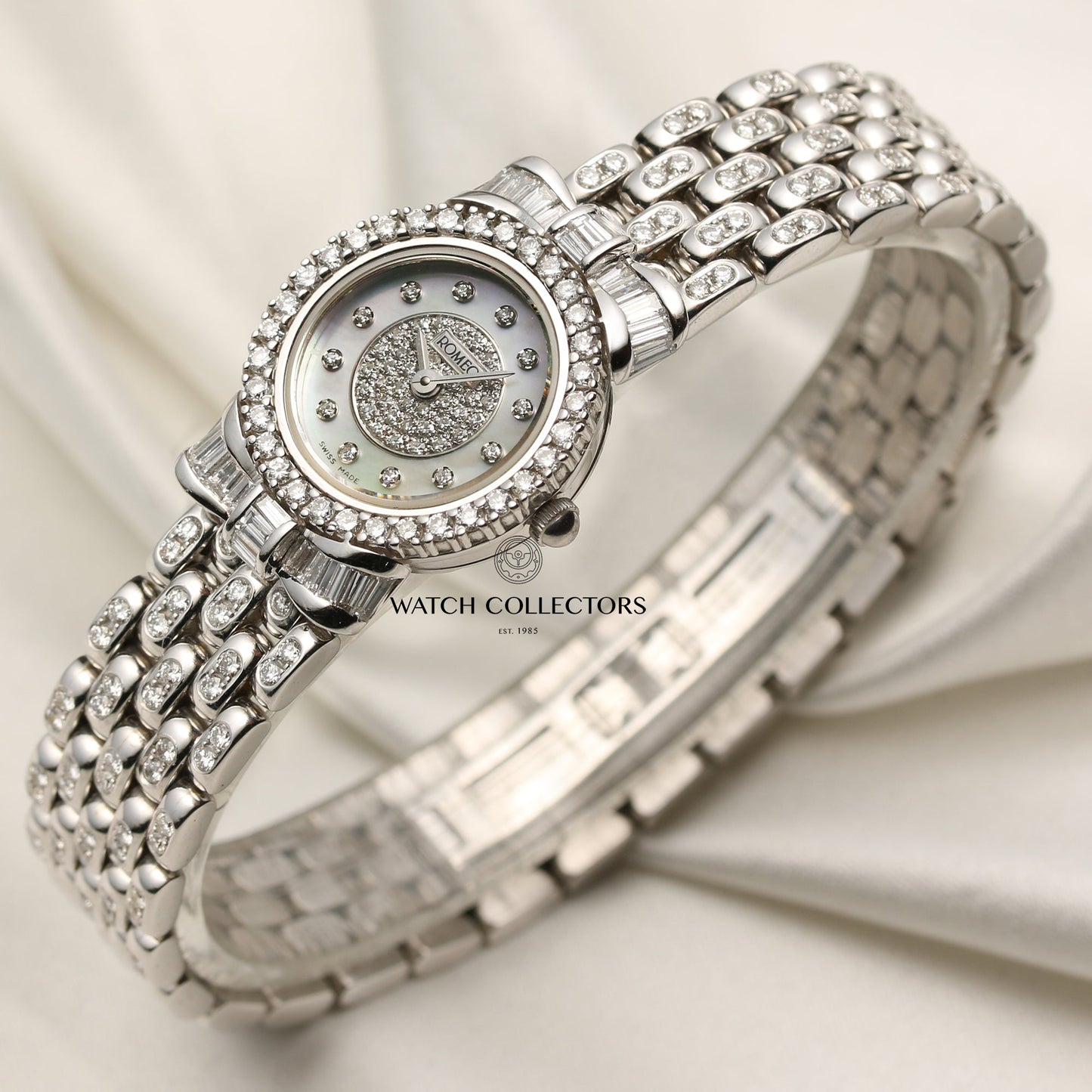 Romeo Ladies Wristwatch 18k White Gold Diamonds & Mother of Pearl