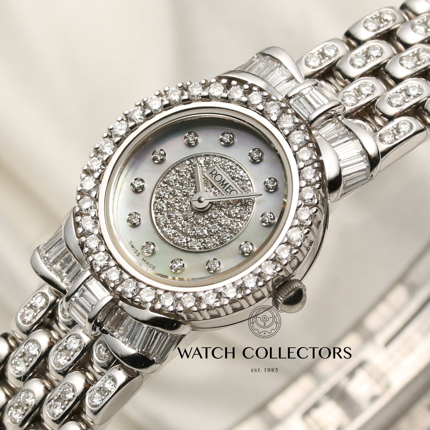 Romeo Ladies Wristwatch 18k White Gold Diamonds & Mother of Pearl