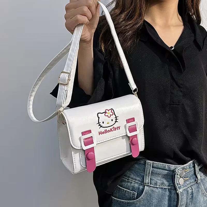 Sanrio Pu Square Bag Anime Shoulder Bags Kawaii Messenger Tote Cute Cartoon Backpacks My melody Cinnamorol Kuromi Fashion Bags