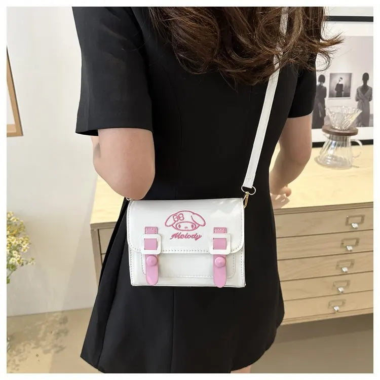 Sanrio Pu Square Bag Anime Shoulder Bags Kawaii Messenger Tote Cute Cartoon Backpacks My melody Cinnamorol Kuromi Fashion Bags