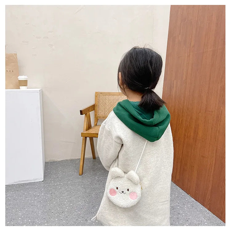 Soft Plush Bear Rabbit Cartoon Children Coin Purse Cute Animal Zipper Kid Shoulder Bag Girl Messenger Bag Mini Handbag Purse