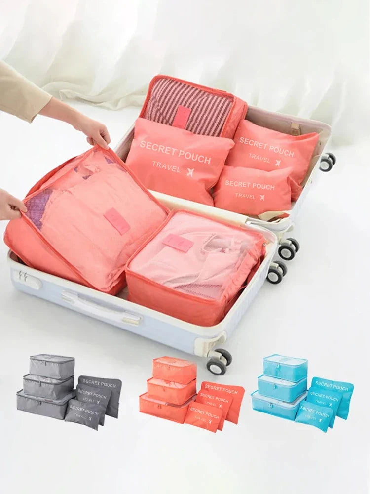 6pcs Travel Storage Bag Large Capacity Luggage Clothes Sorting Organizer Set Suitcase Pouch Case Shoes Packing Cube Bag