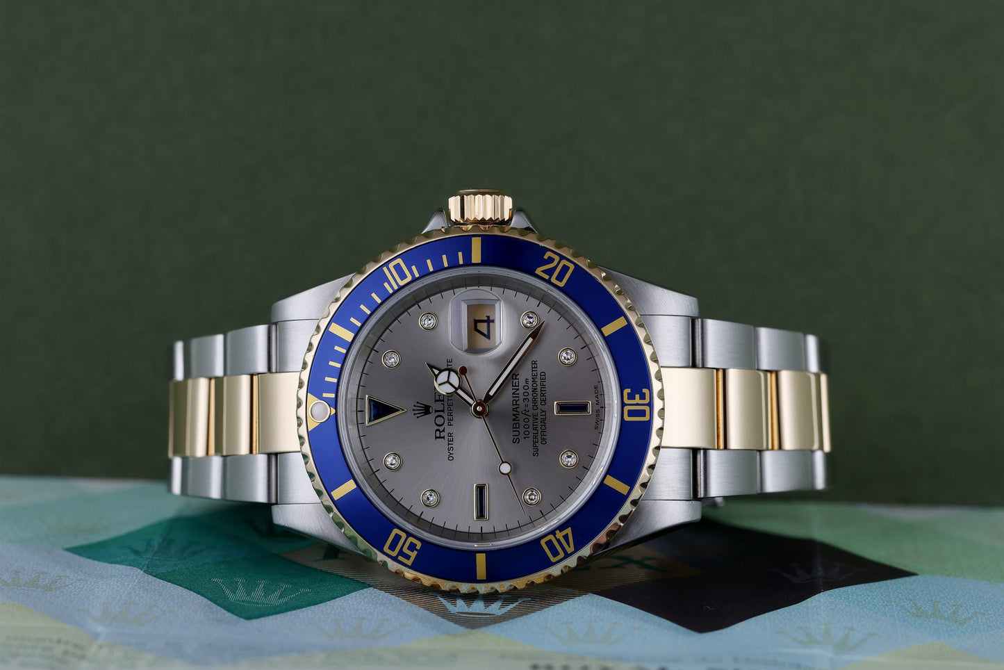 Rolex Submariner | Silver Serti Dial | REF. 16613 | Stainless Steel & 18k Yellow Gold | Box & Papers | Rolex Service 2020