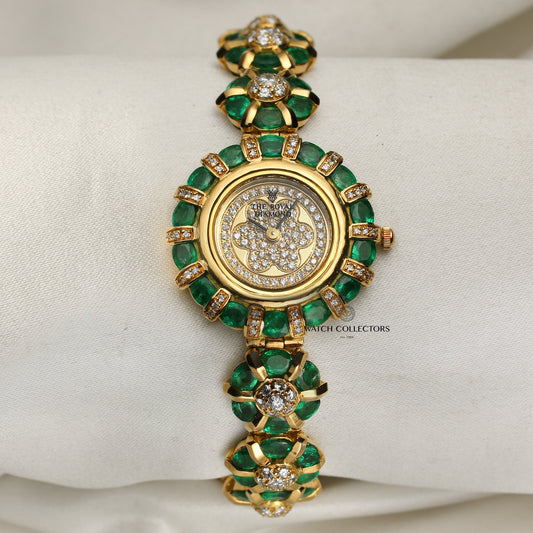 The Royal Diamond Ladies Dress Watch Emerald & Diamond 18k Yellow Gold